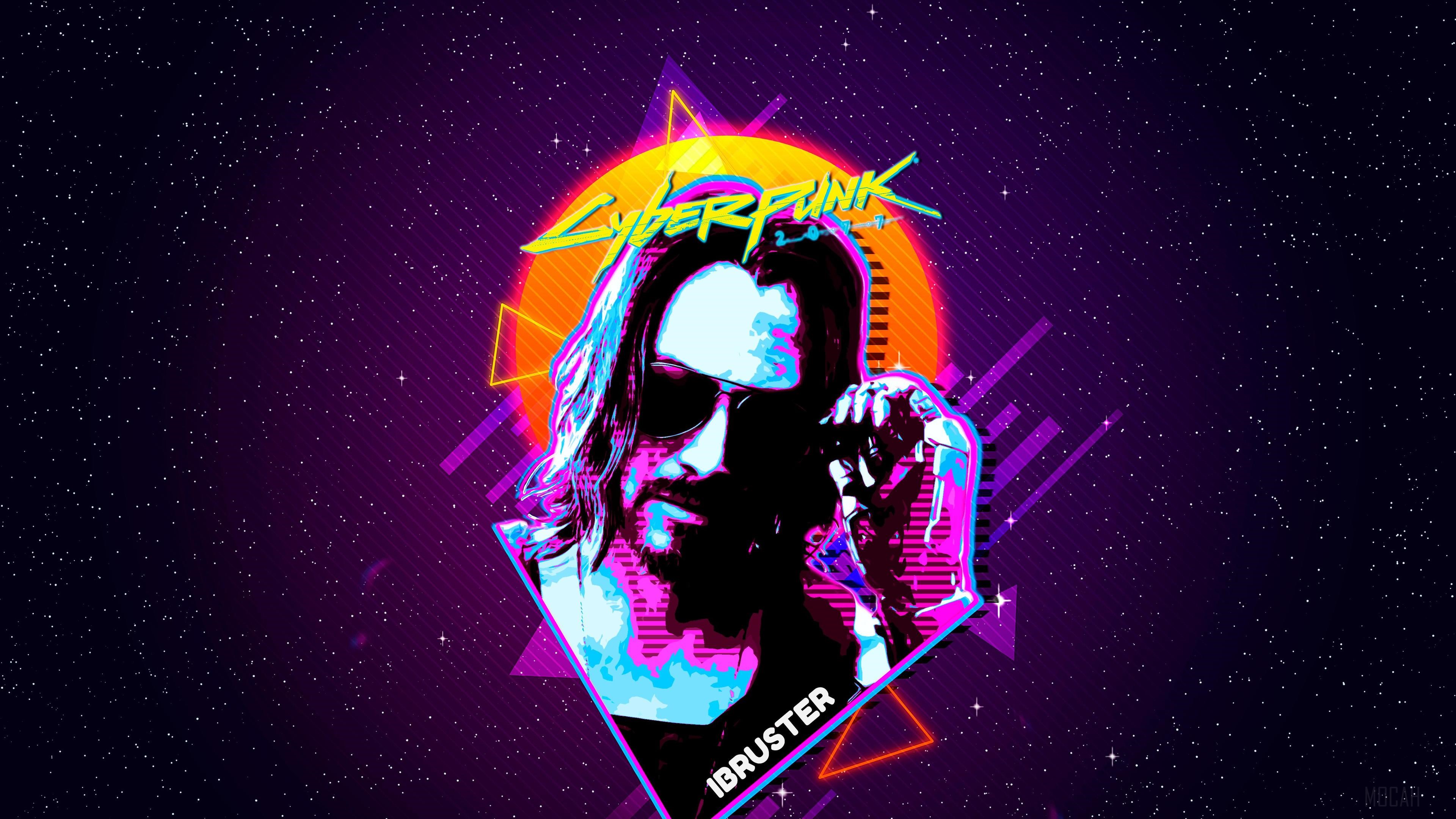 Keanu Reeves from Cyberpunk 2077 Retro 4K HD Wallpaper