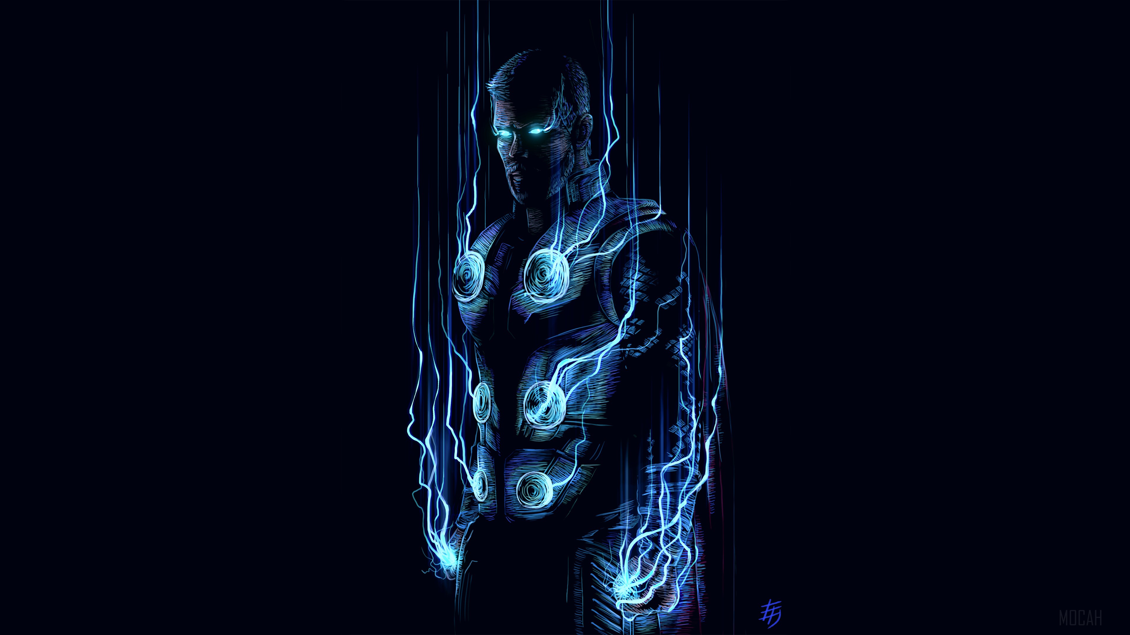 Thor from Marvel Comics with blue lightning HD Wallpaper