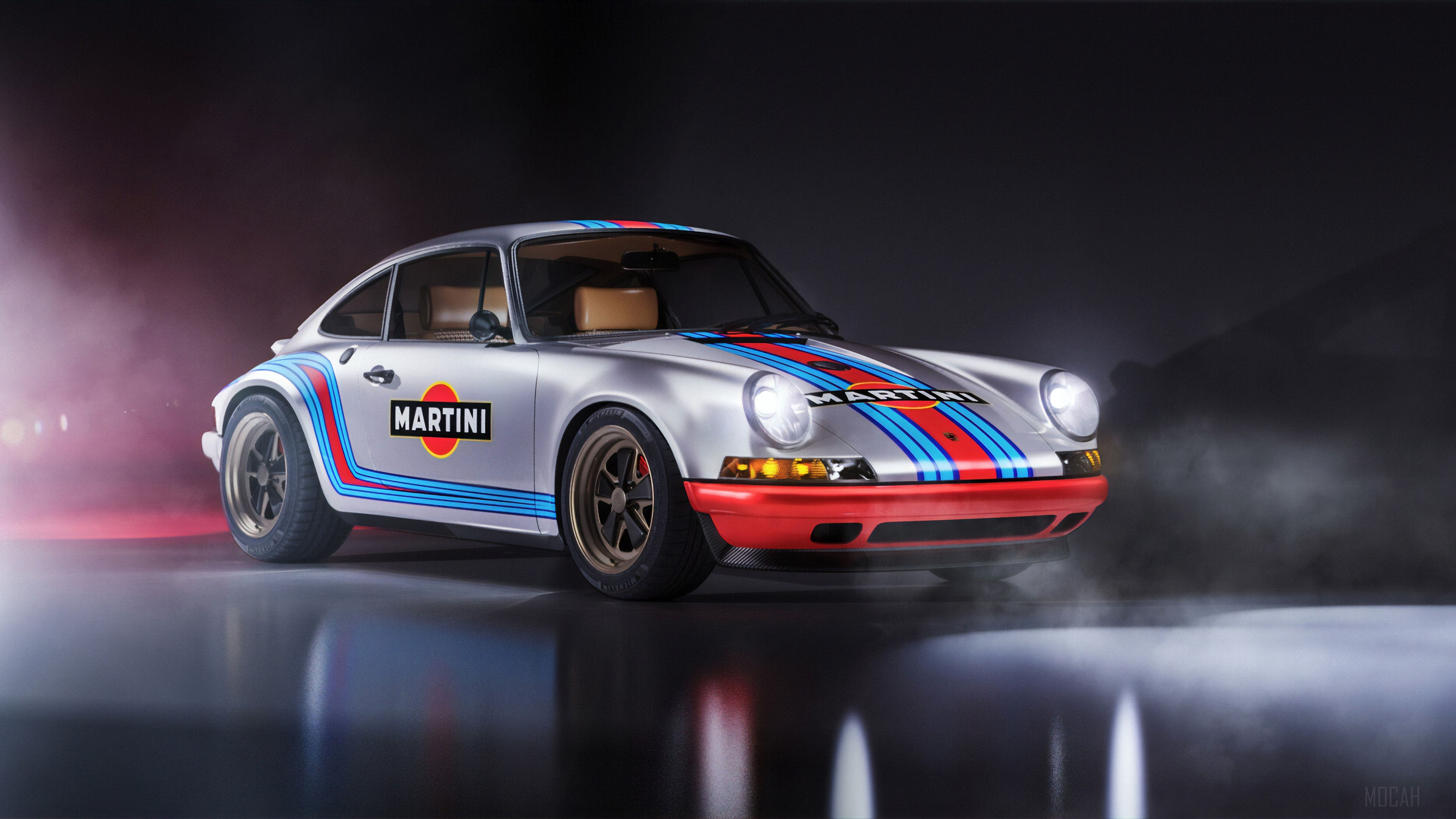 Silver Martini Porsche Singer 911 4K HD Wallpaper