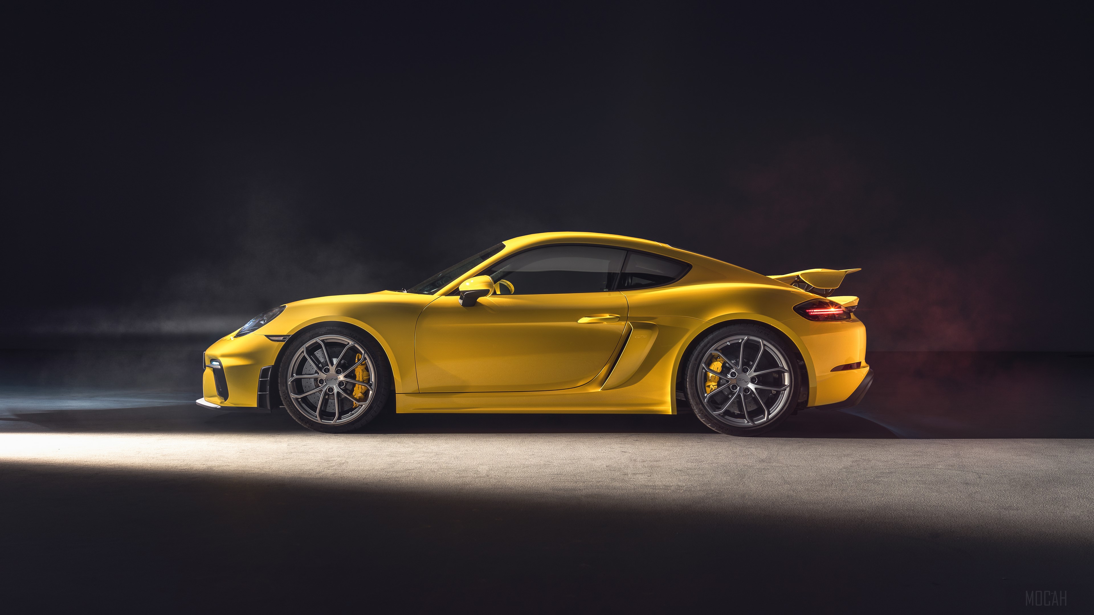 Yellow Porsche 718 Cayman GT4 2019 4K HD Wallpaper