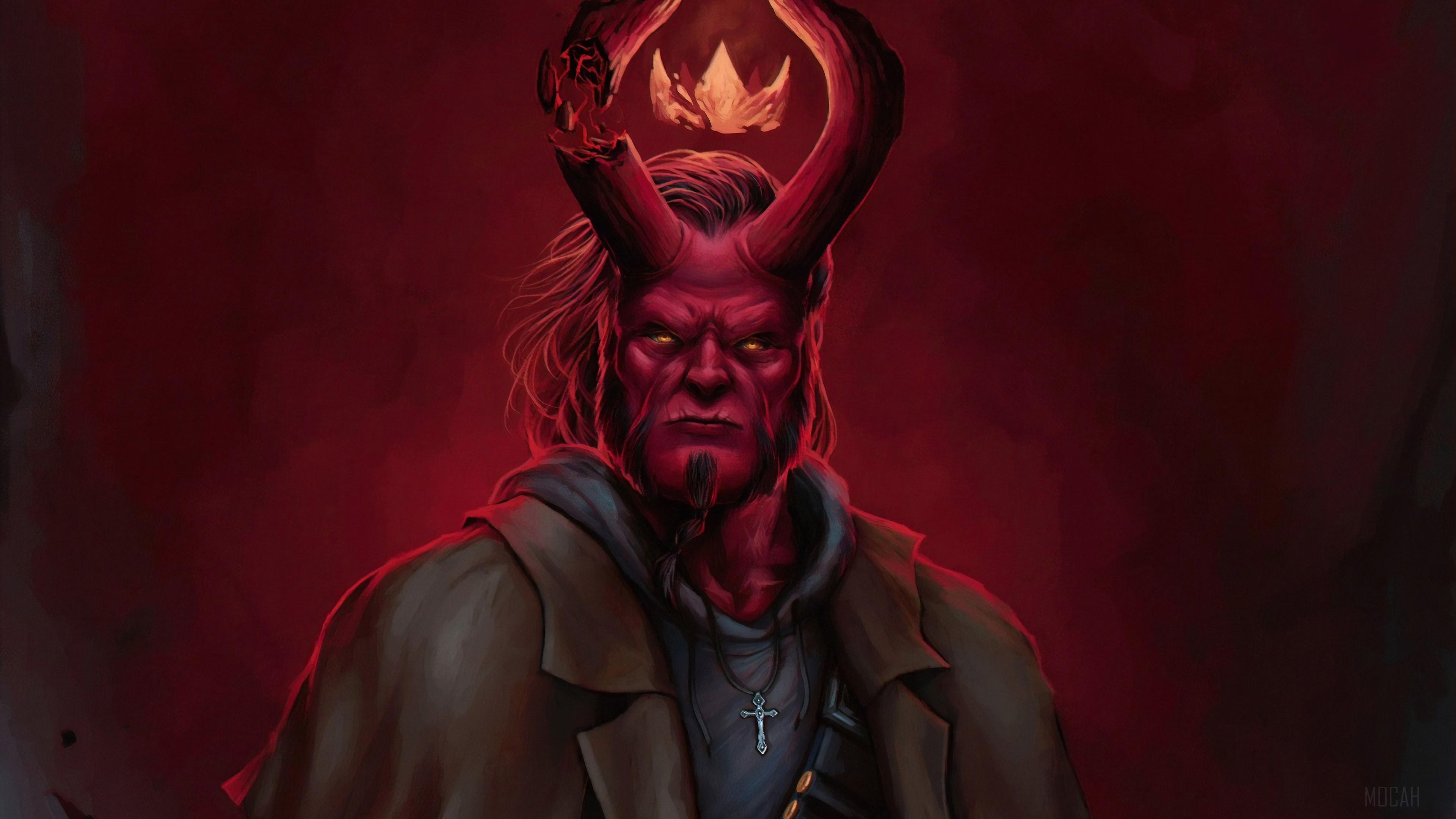 Hellboy holding a crown with horns HD Wallpaper