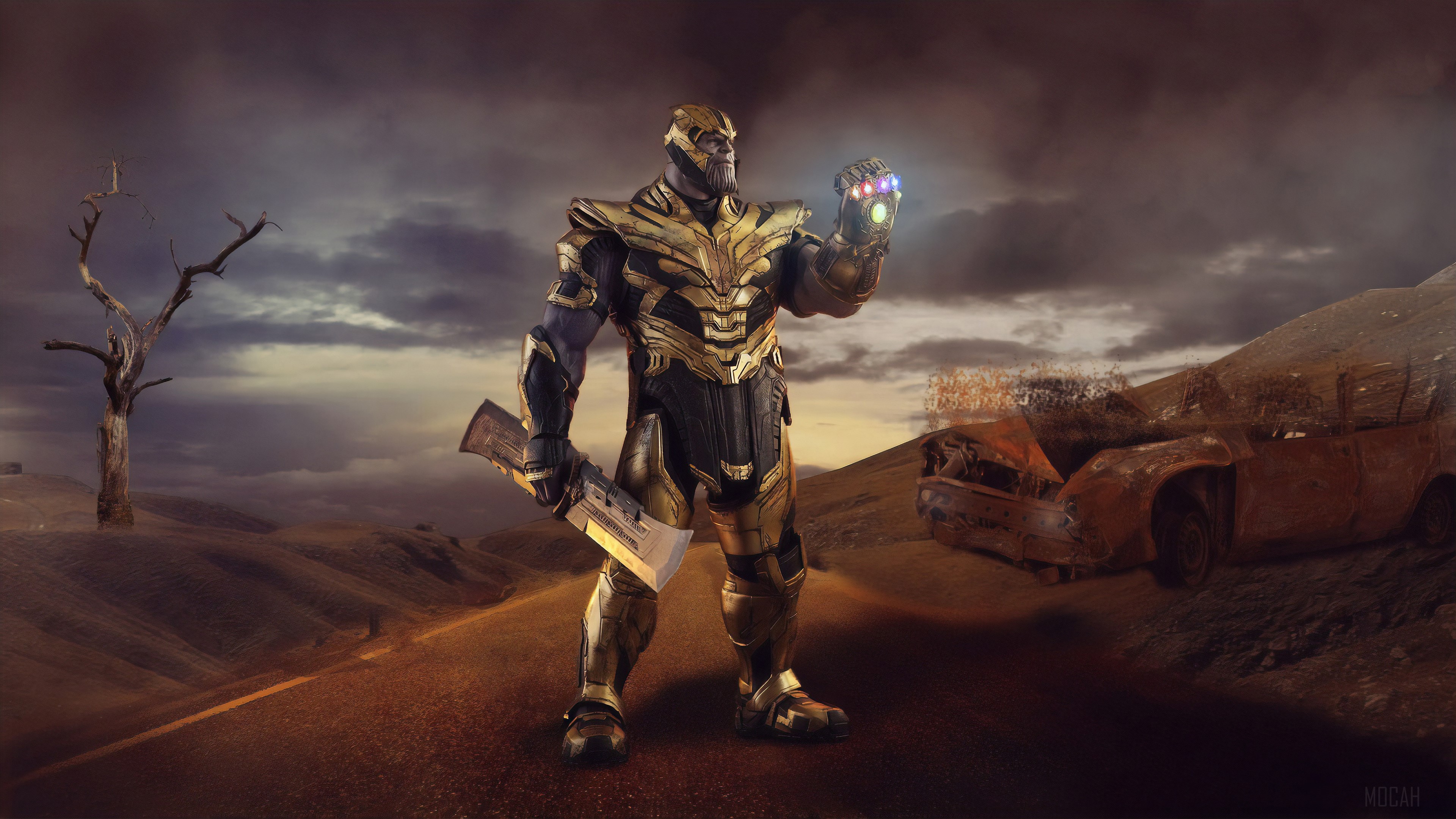 4K Thanos with Infinity Gauntlet HD Wallpaper