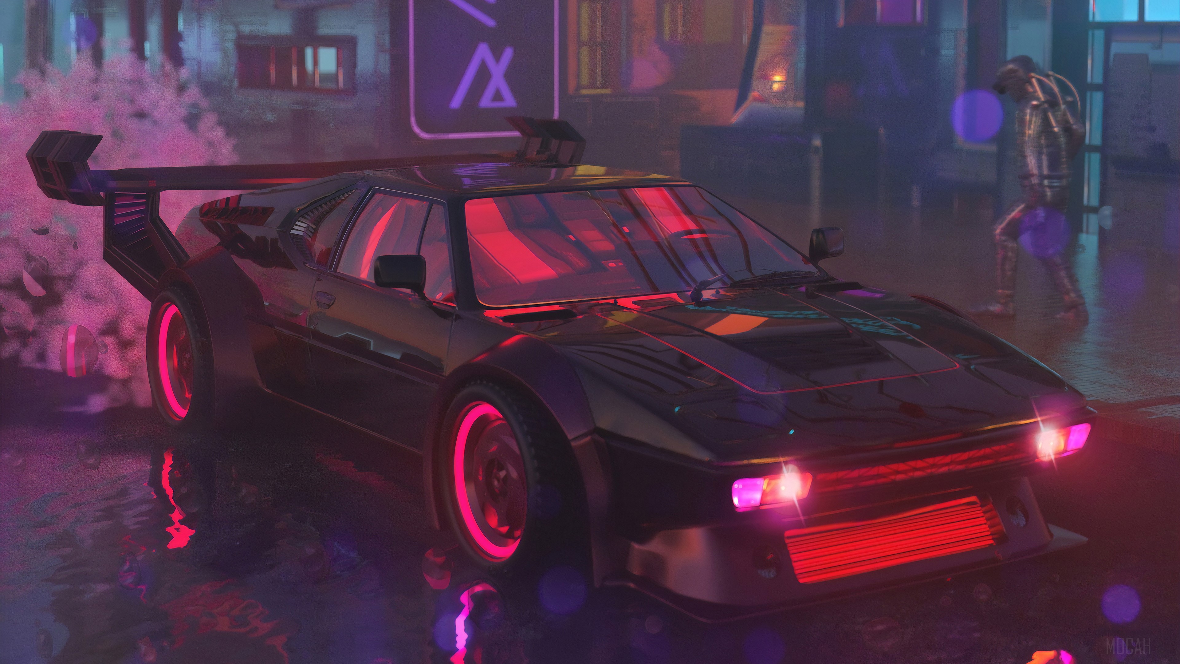 Retrowave BMW M1 Illustration 4K HD Wallpaper