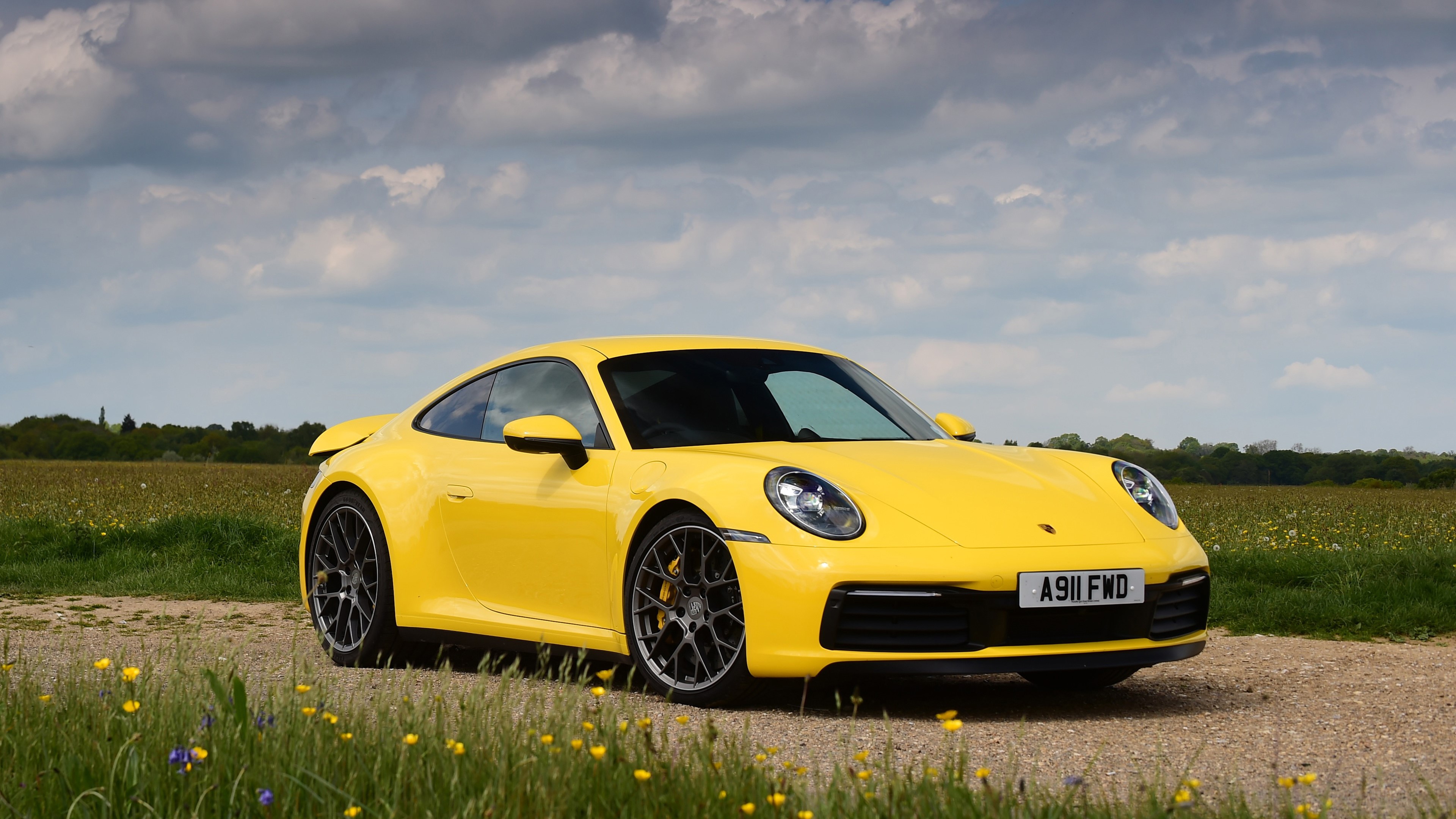 Yellow 2019 Porsche 911 Carrera 4S 4K HD Wallpaper