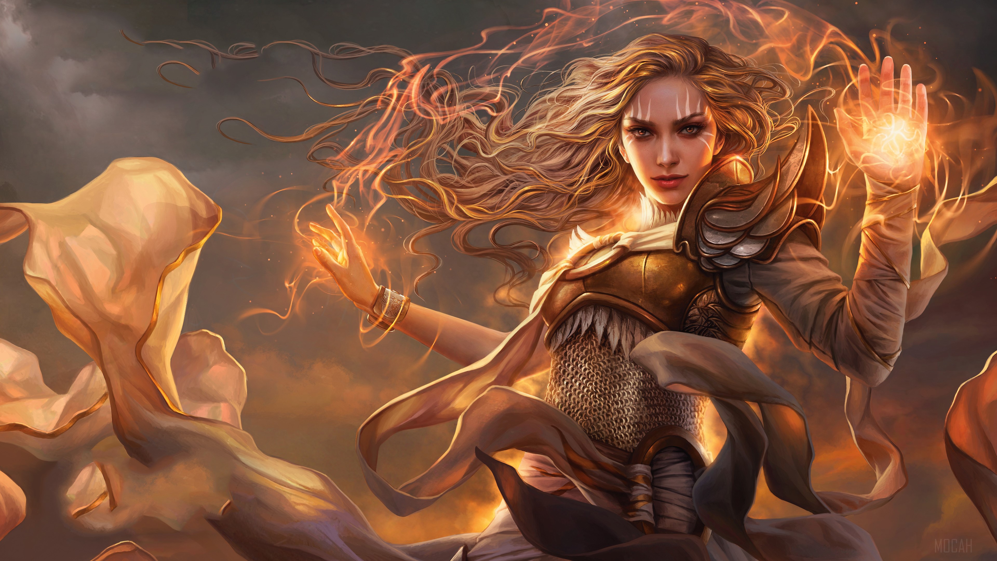 Woman casting magic from Magic The Gathering Modern Horizons 4K HD Wallpaper