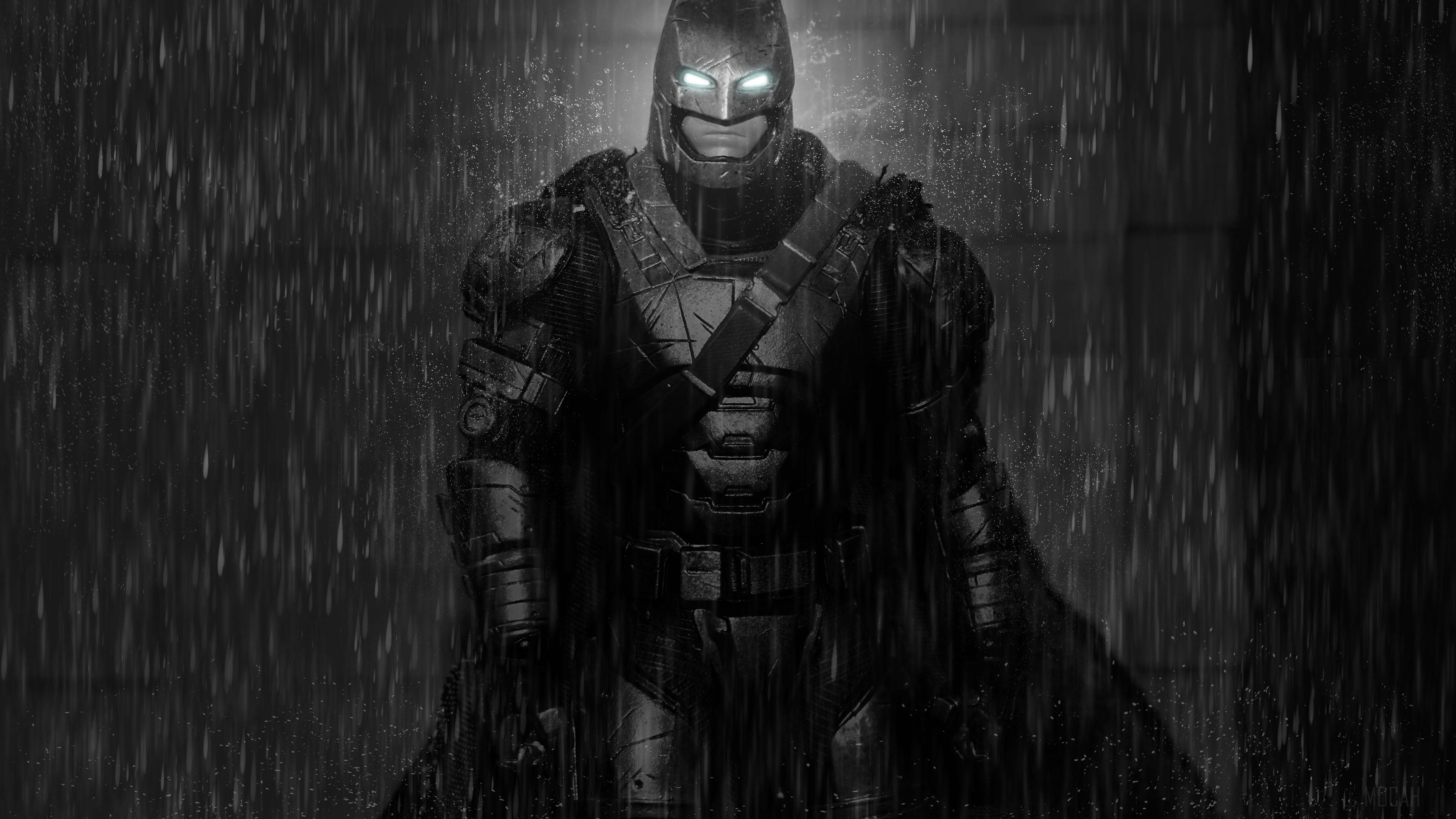Batman in Armor in Rain 4K HD Wallpaper