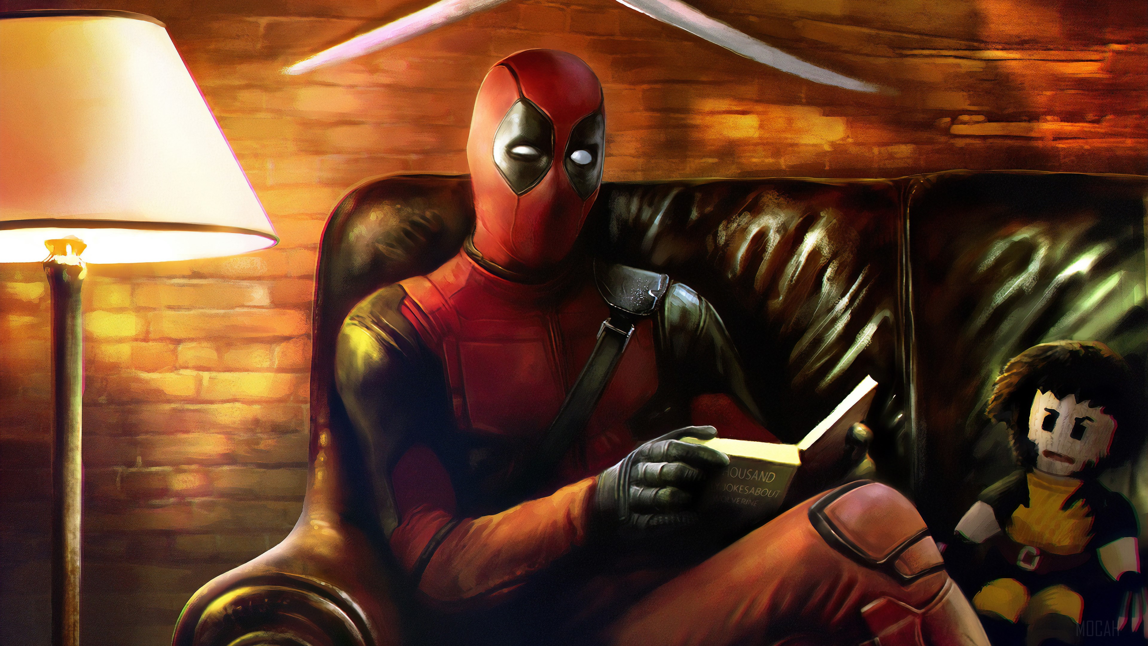 Deadpool Reading a Book 4K HD Wallpaper