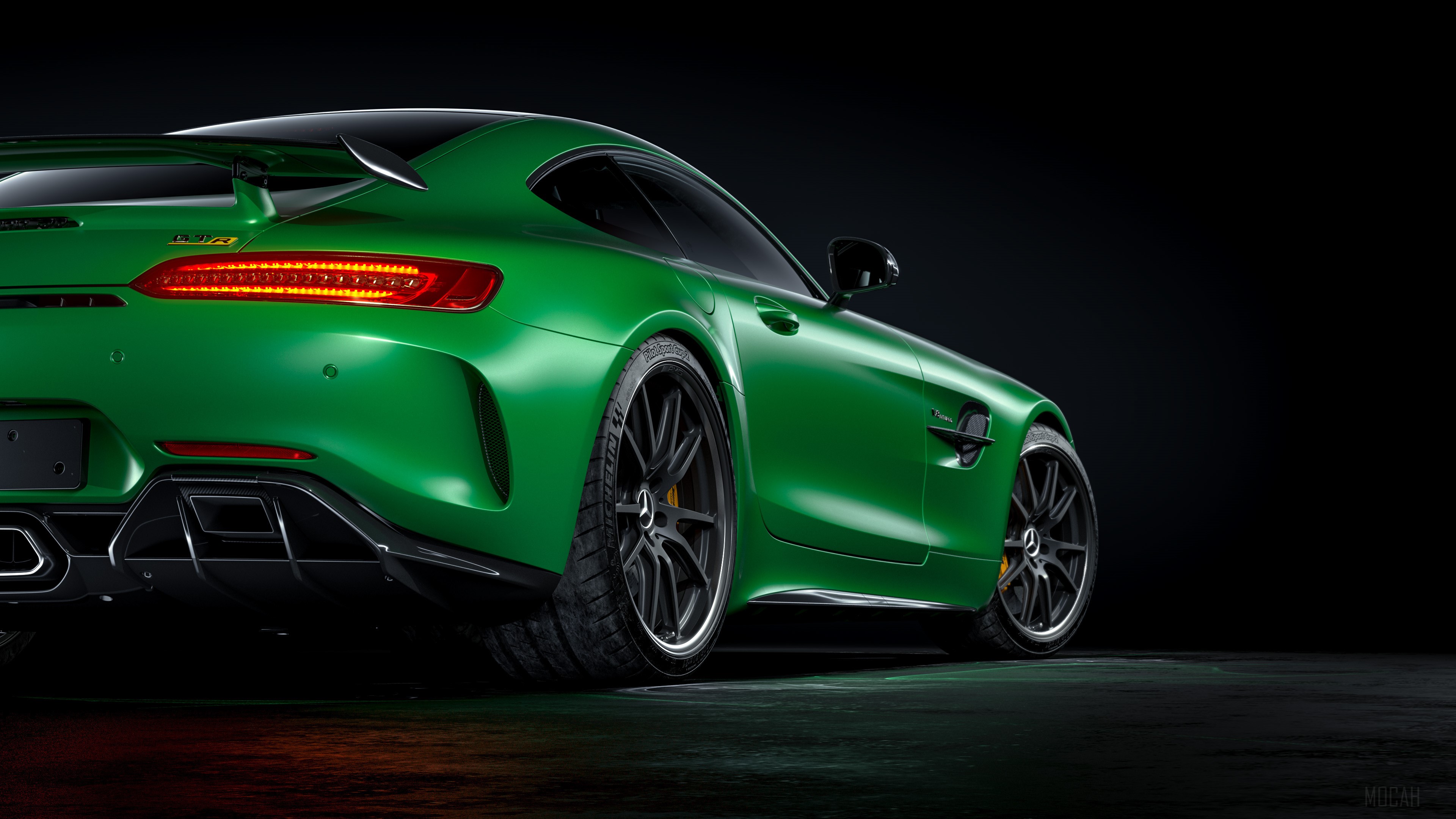 Green Mercedes Benz AMG GT R Rear 4K HD Wallpaper
