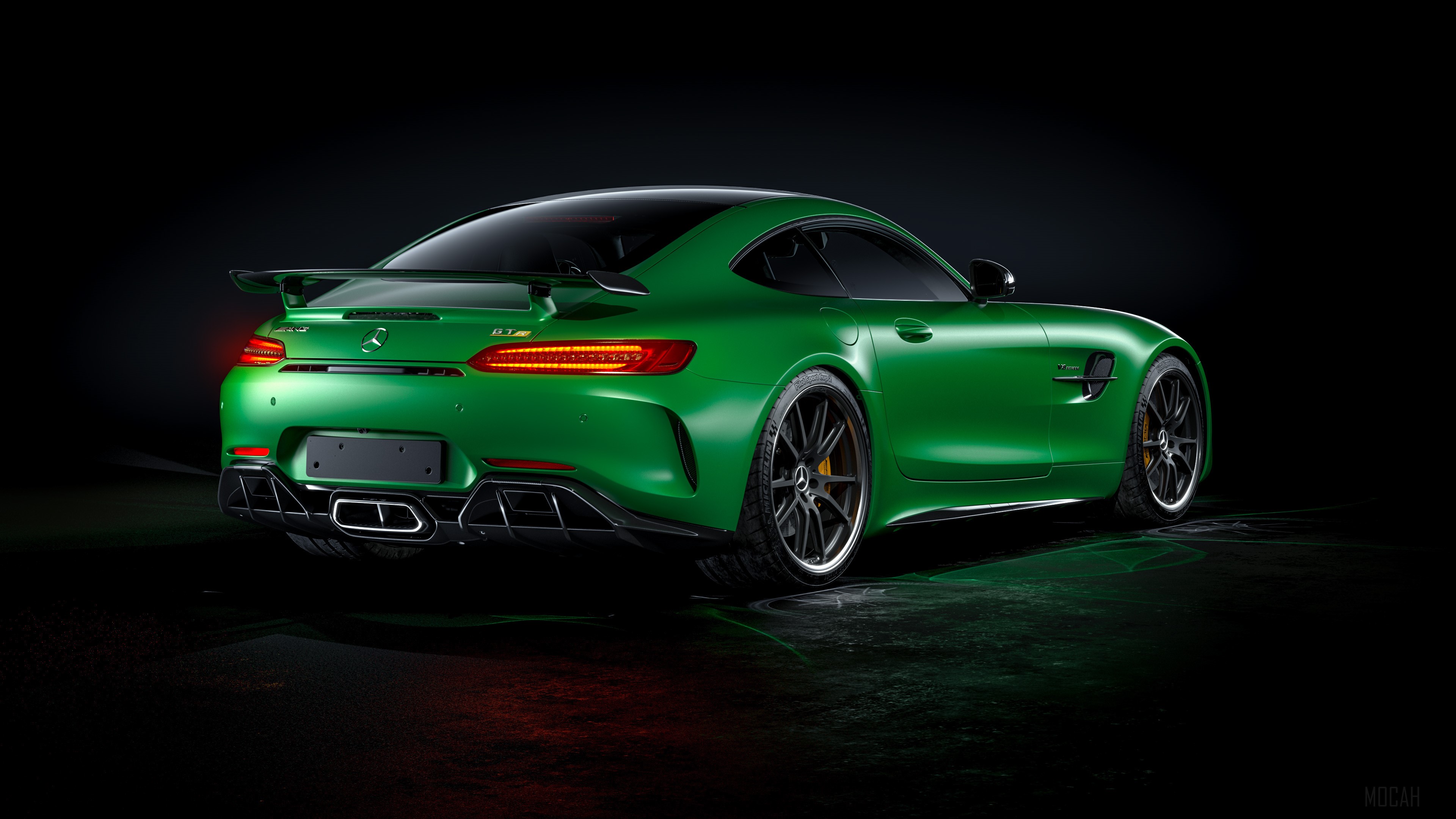 Green Mercedes-Benz AMG GT R 4K Rear View HD Wallpaper