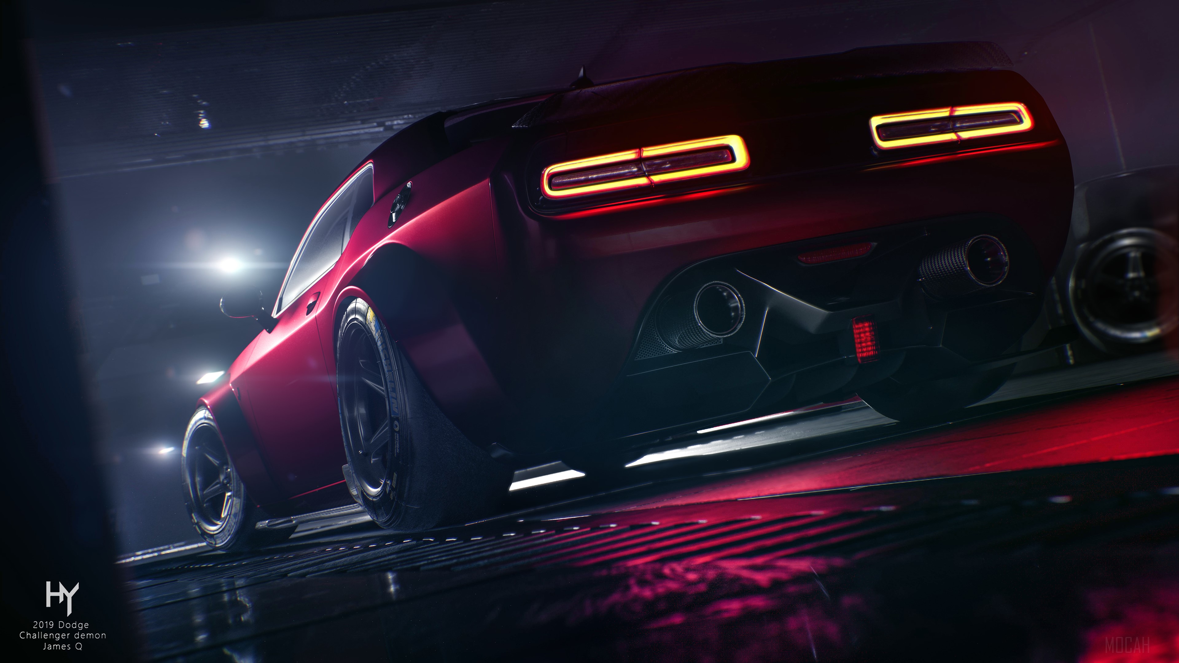 Red 2019 Dodge Challenger Demon Series Q HD Wallpaper