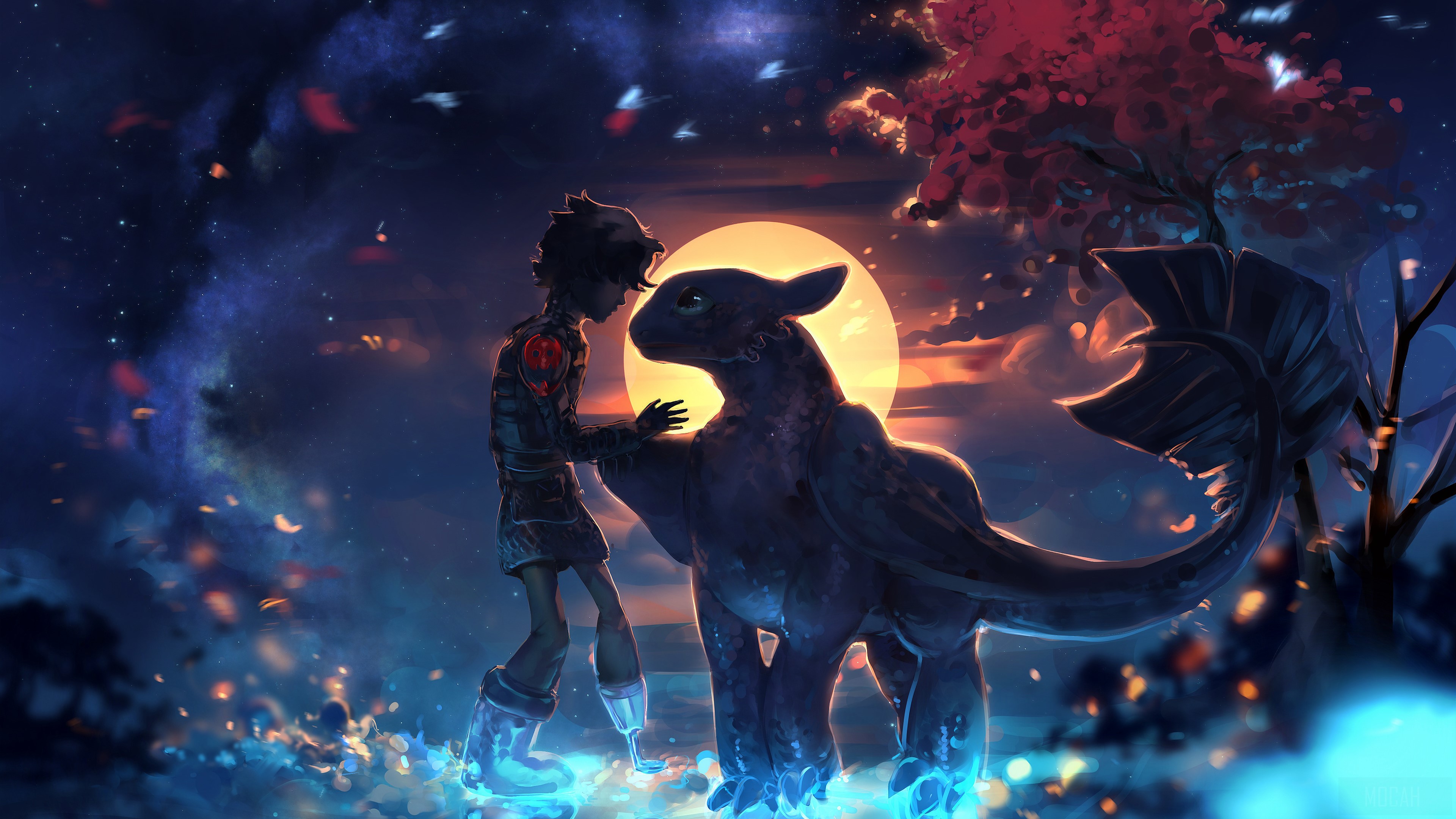 Hiccup and Toothless in Field of Souls 4K HD Wallpaper