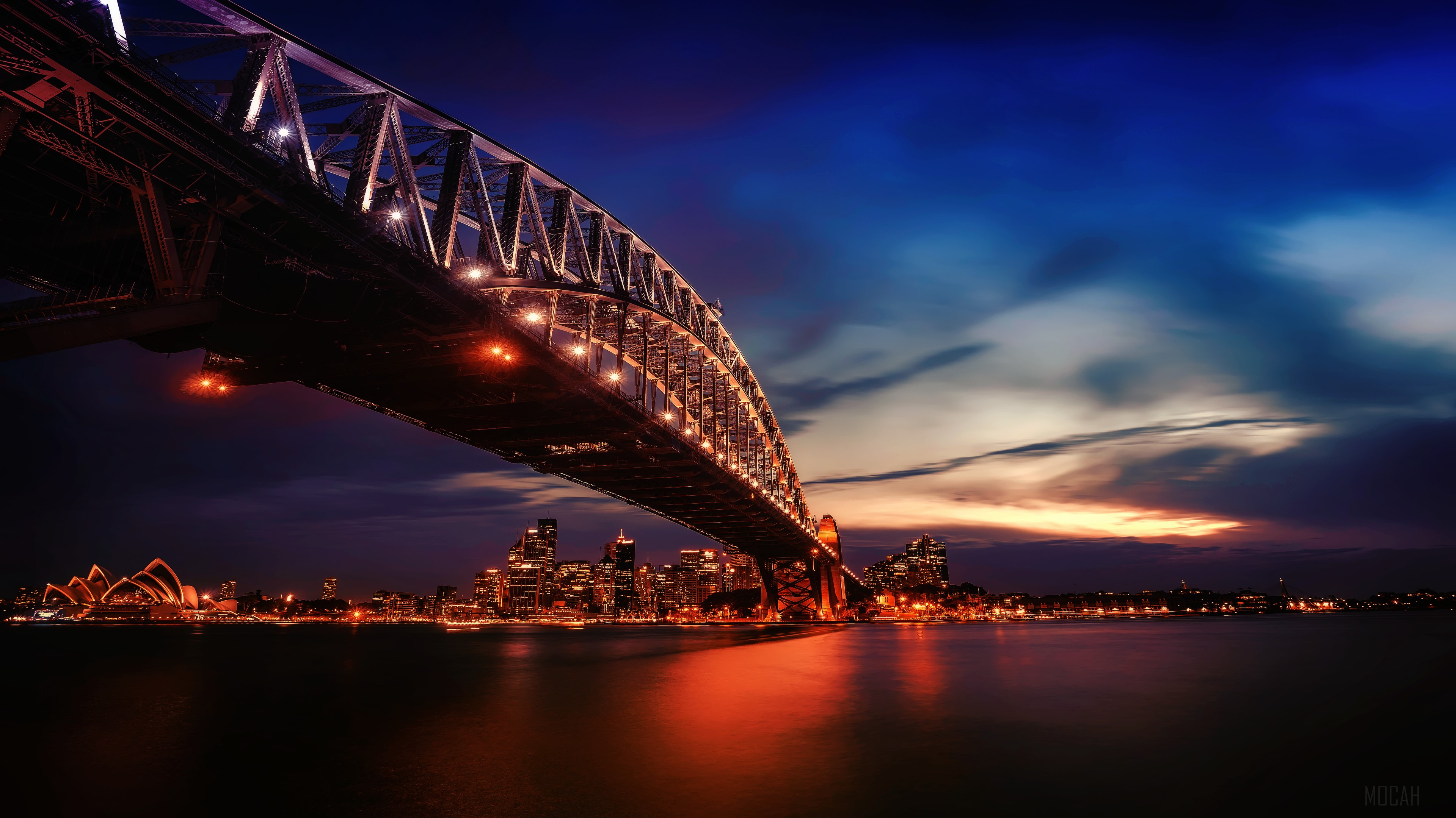 Sydney Harbour Bridge and Opera House at Dusk 4K HD Wallpaper