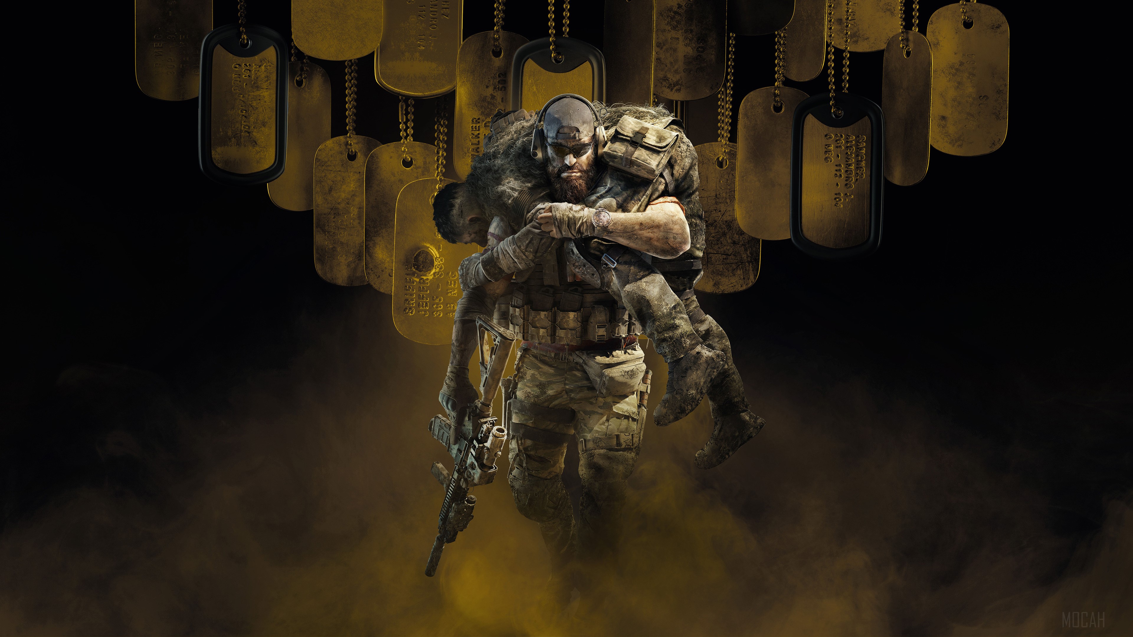 Soldier carrying another soldier in Tom Clancy's Ghost Recon Breakpoint 4K HD Wallpaper
