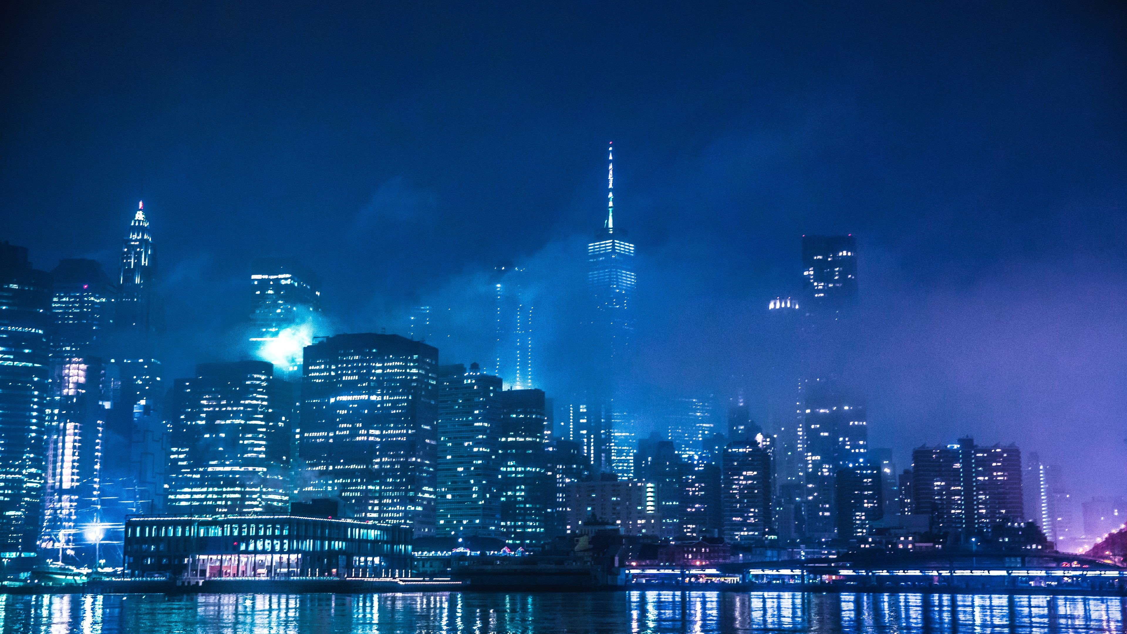 New York City Skyline at Night 4K HD Wallpaper