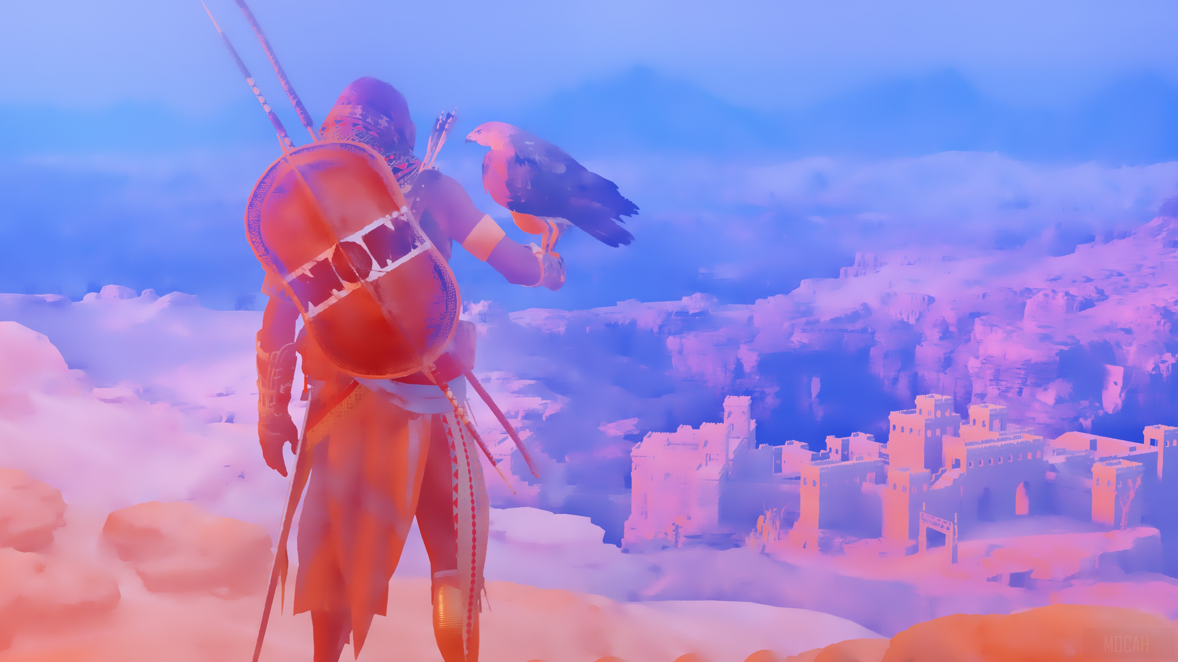 Bayek with eagle from Assassin's Creed Origins 4K HD Wallpaper