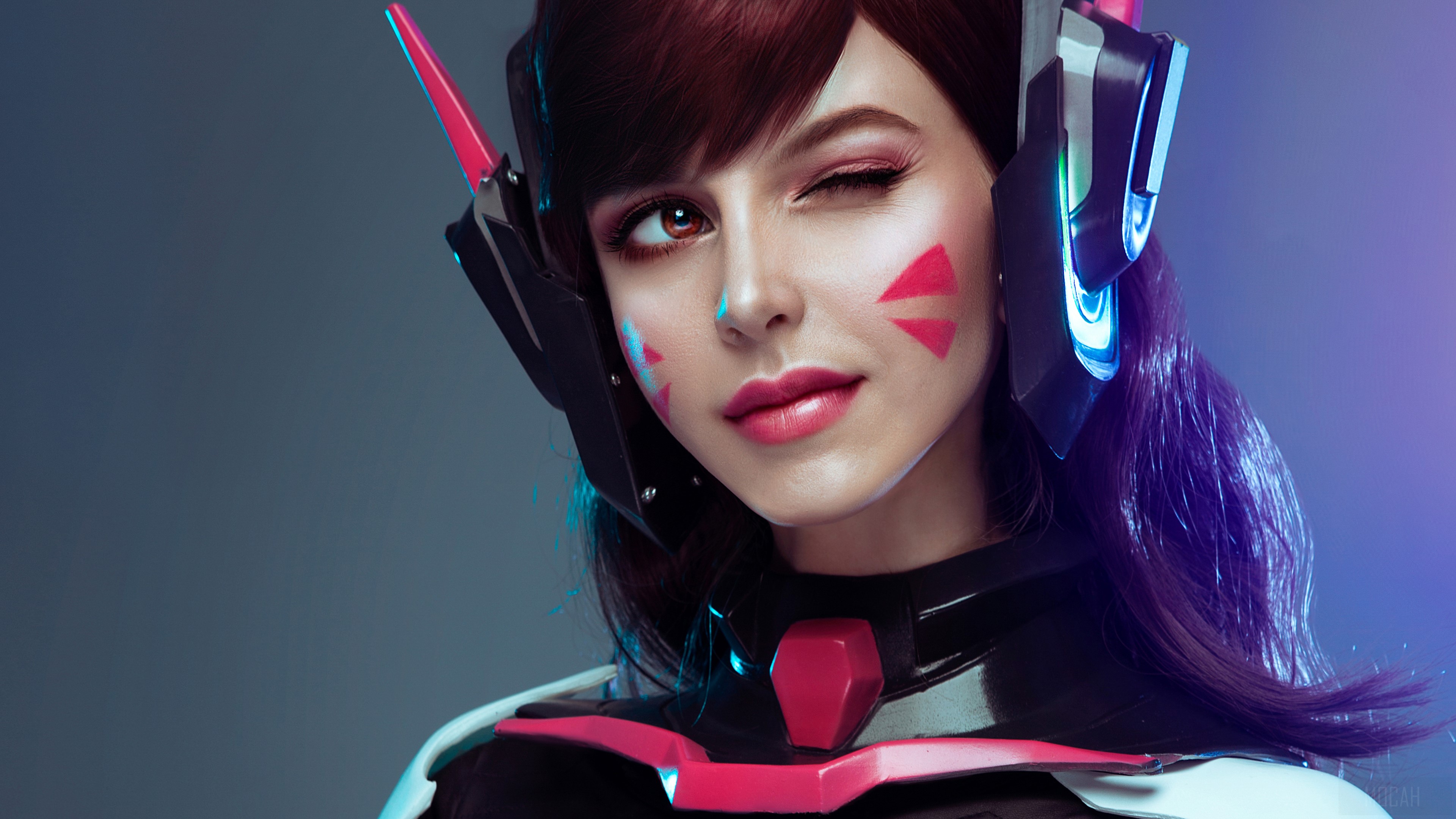 D.Va from Overwatch Cosplay 4K HD Wallpaper