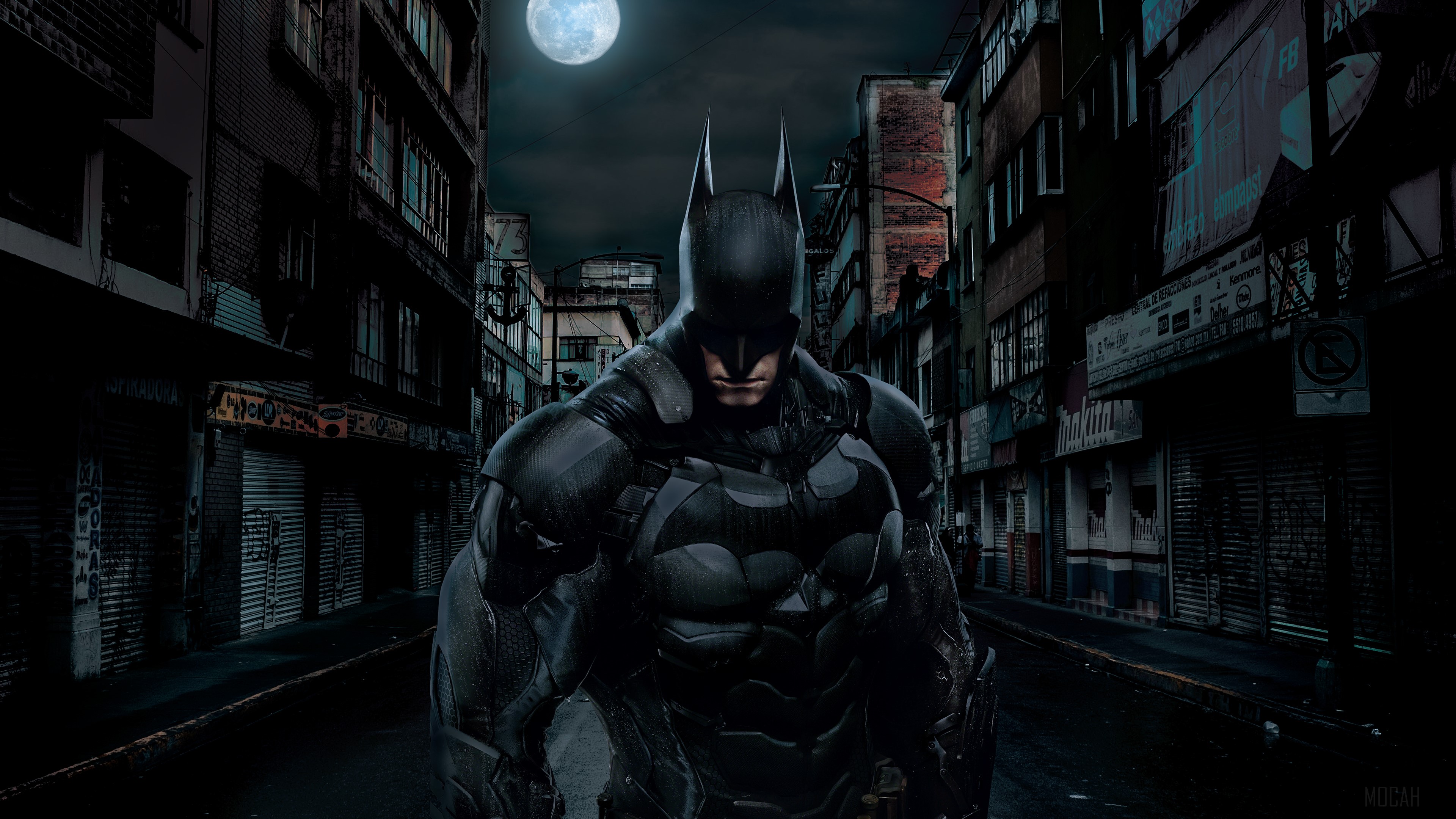 Batman in a dark alleyway HD Wallpaper