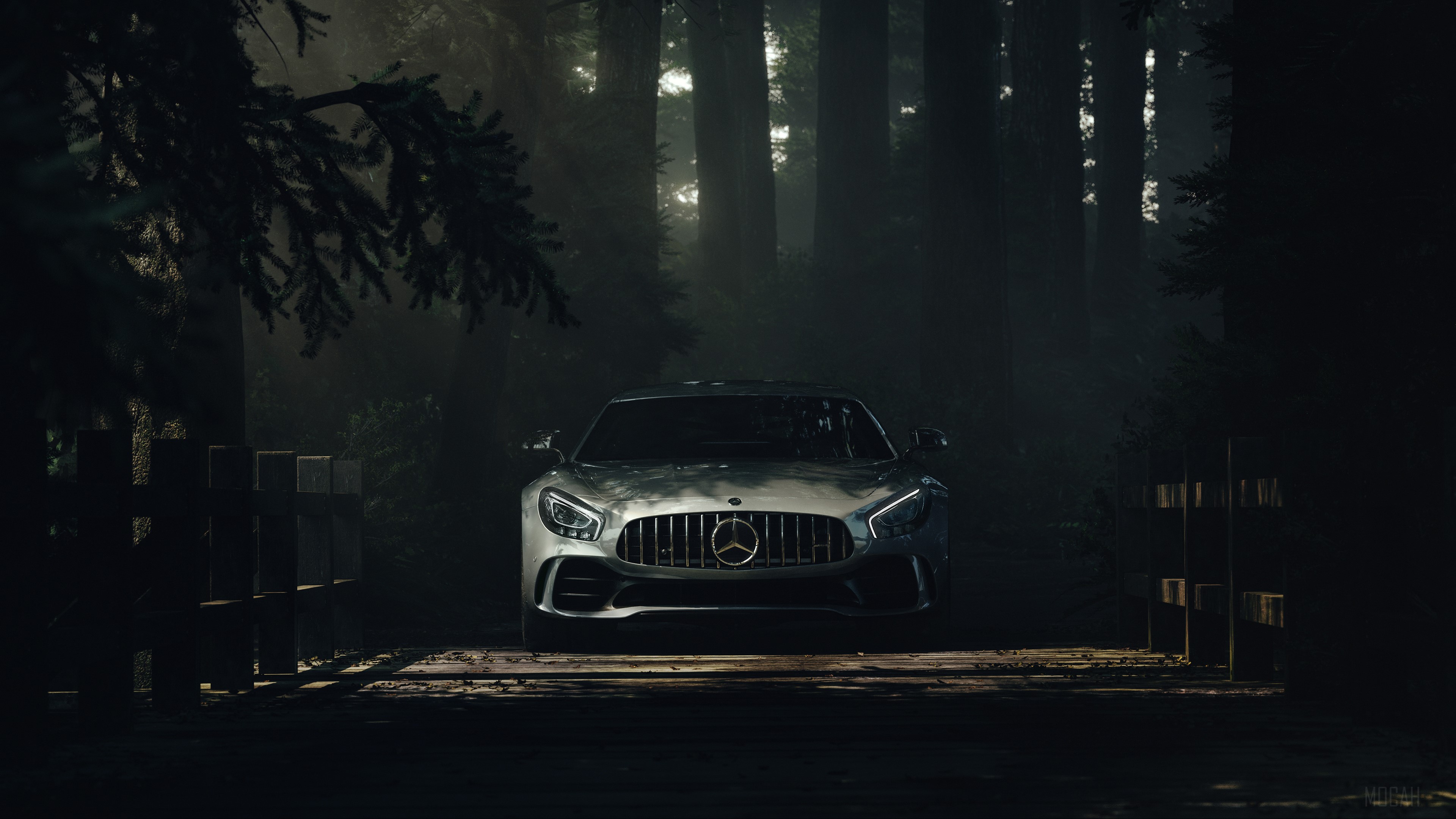 Mercedes-Benz AMG GT in a Deep Forest 4K HD Wallpaper