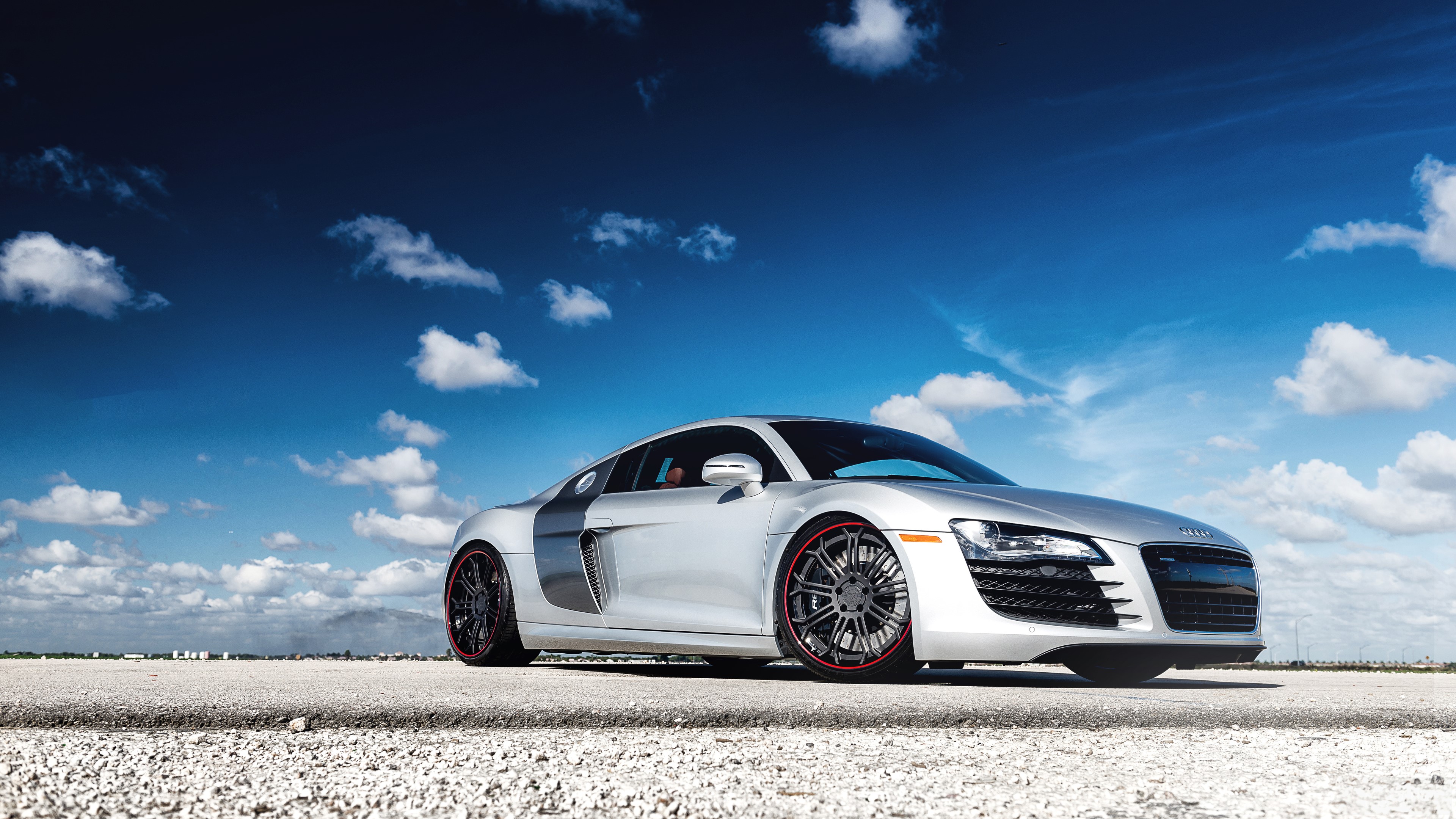 Silver Audi R8 4K HD Wallpaper