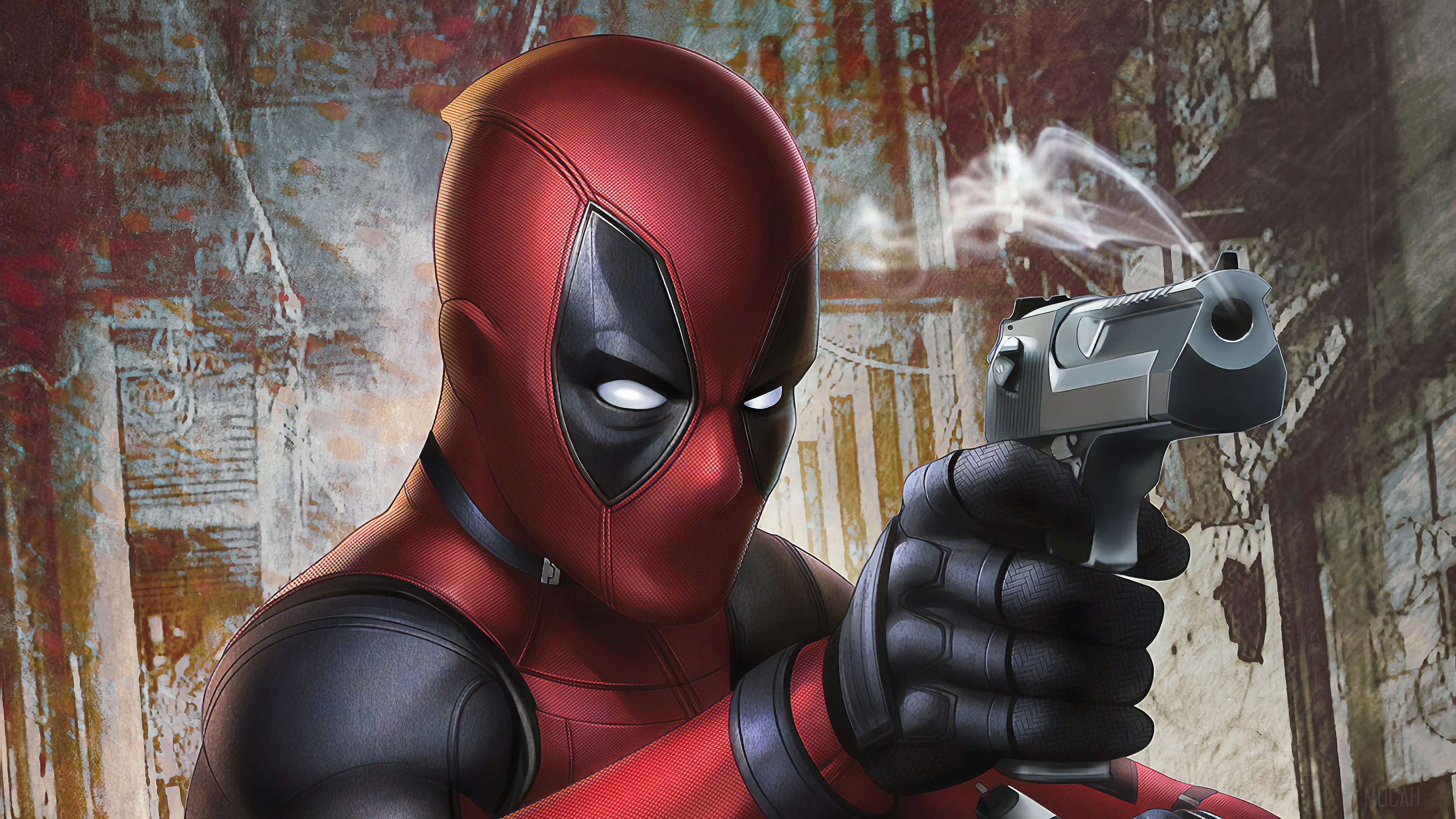 Deadpool holding a gun HD Wallpaper