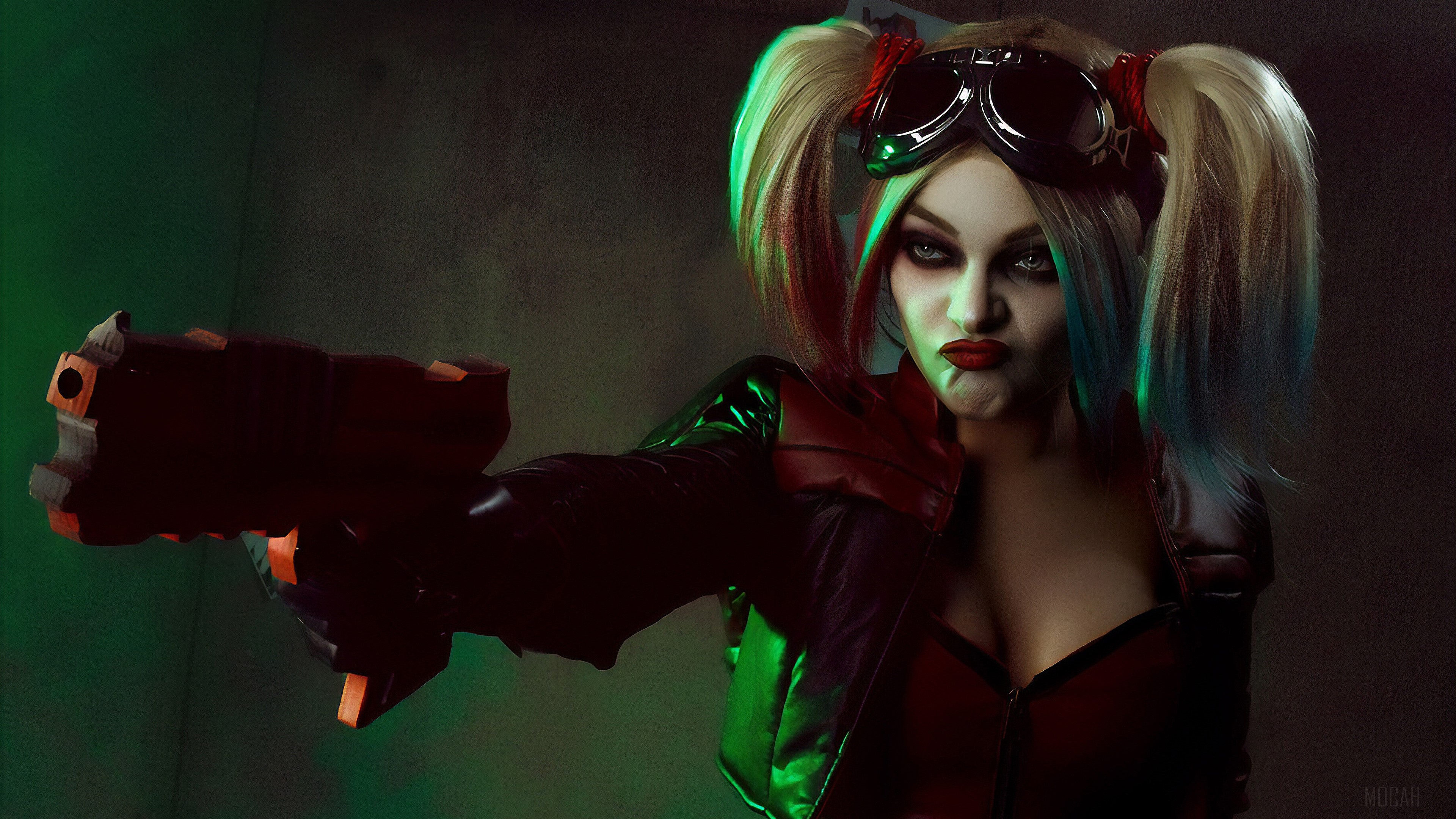 Harley Quinn Cosplay with Gun 4K HD Wallpaper