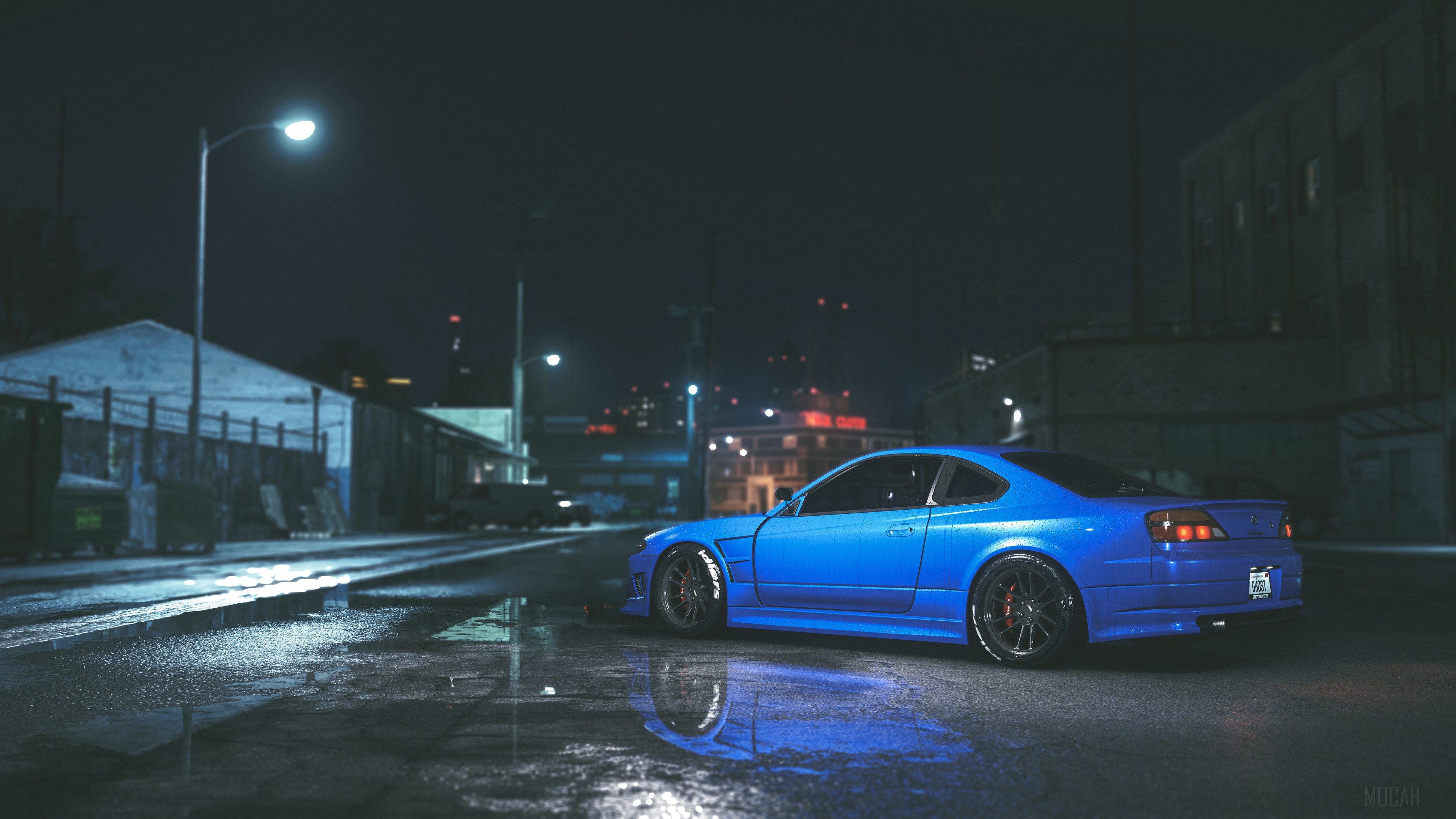 Blue Nissan Silvia S15 in Need For Speed Game 4K HD Wallpaper