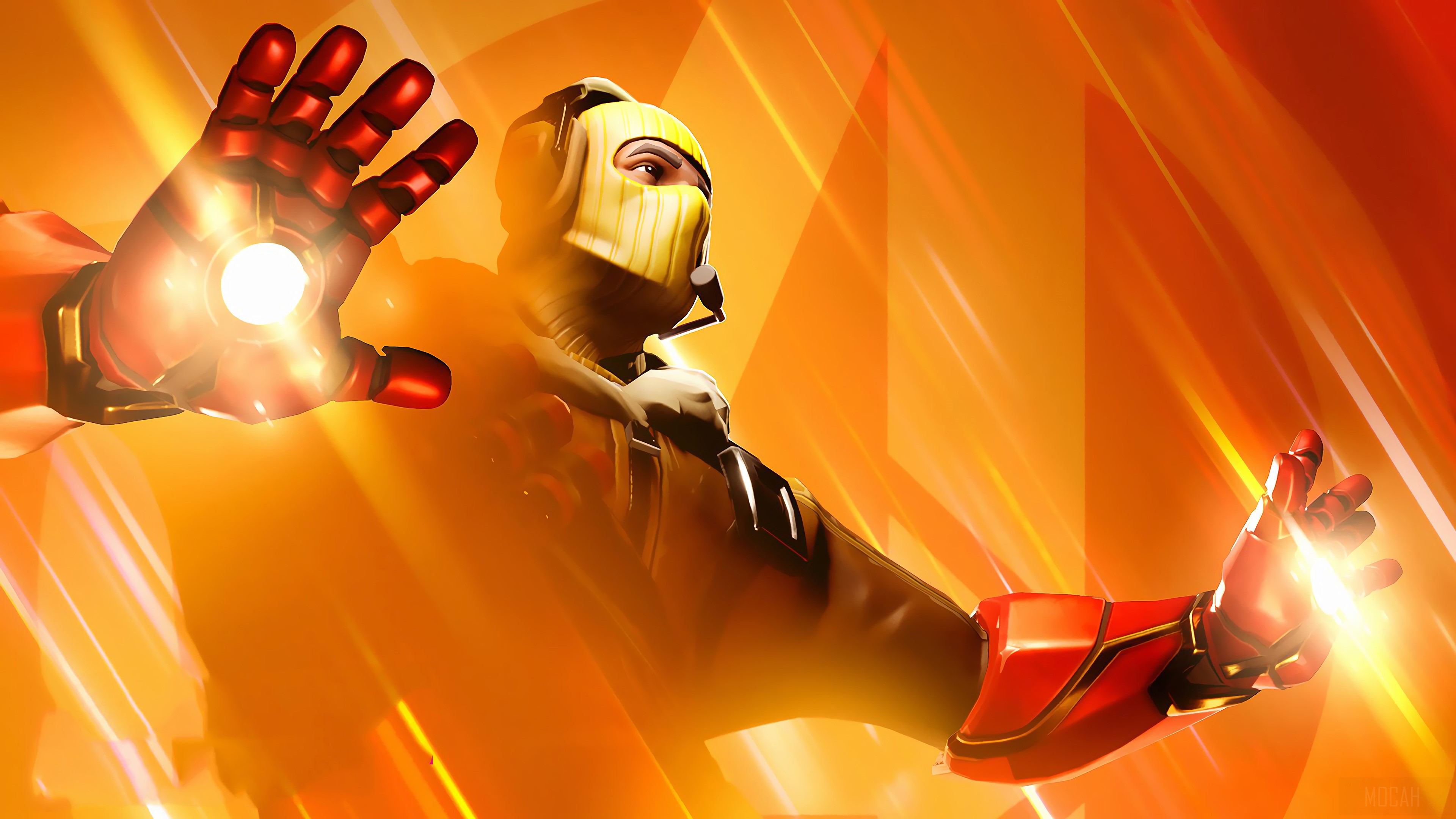 Raptor from Fortnite as Iron Man in 4K HD Wallpaper