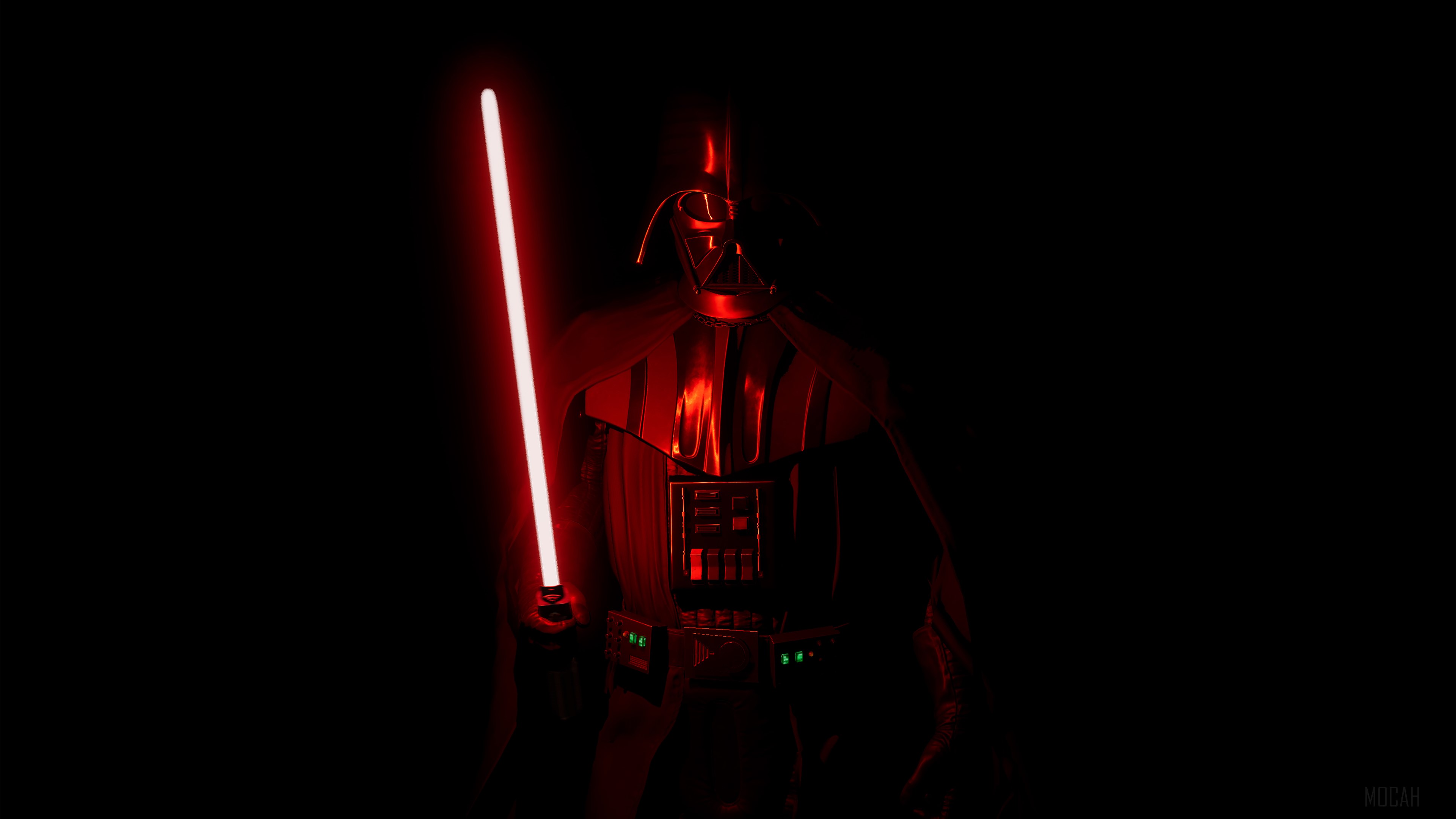 Darth Vader with Red Lightsaber 4K HD Wallpaper