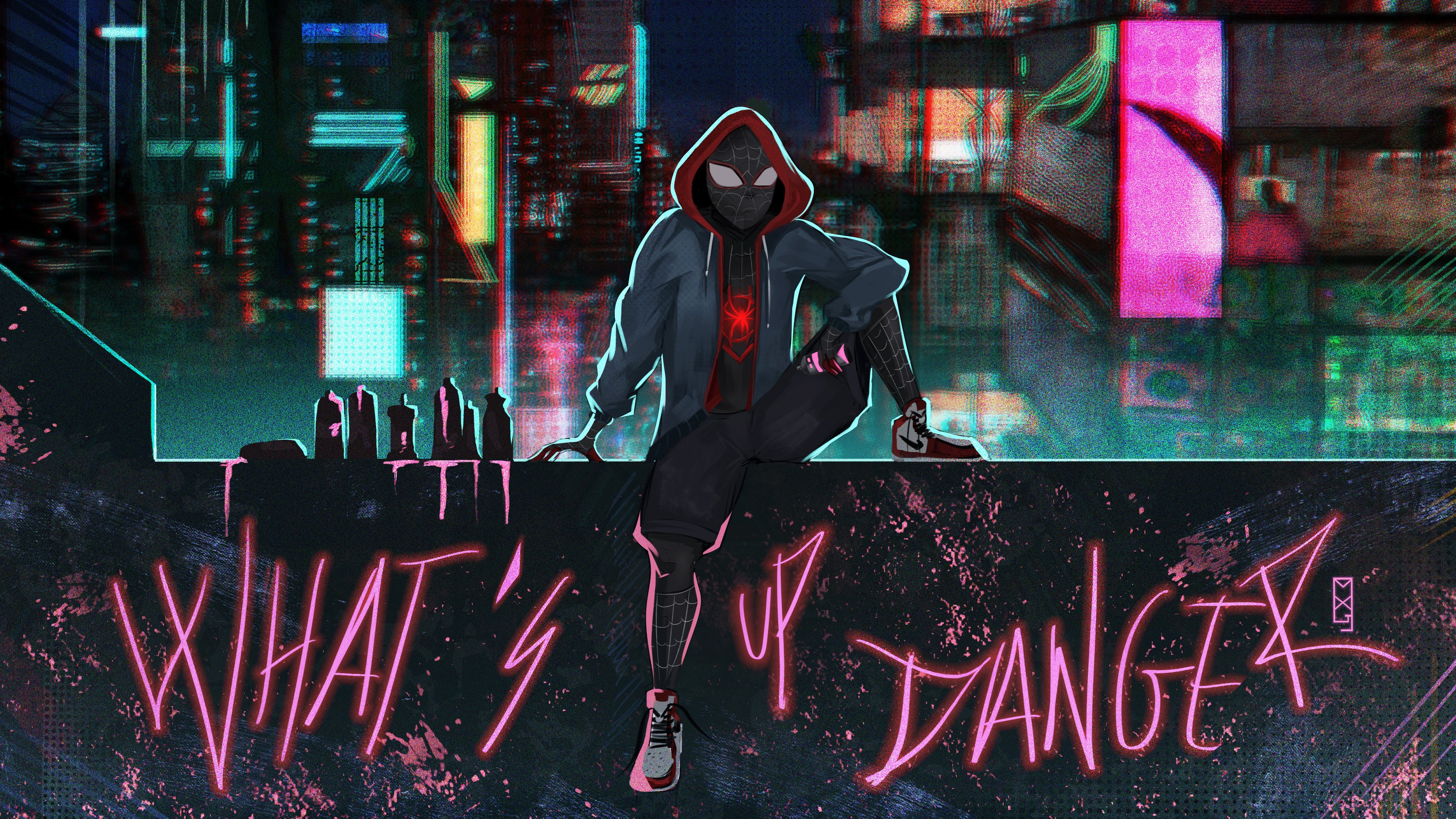 Miles Morales from Spider-Verse What's Up Danger 4K HD Wallpaper
