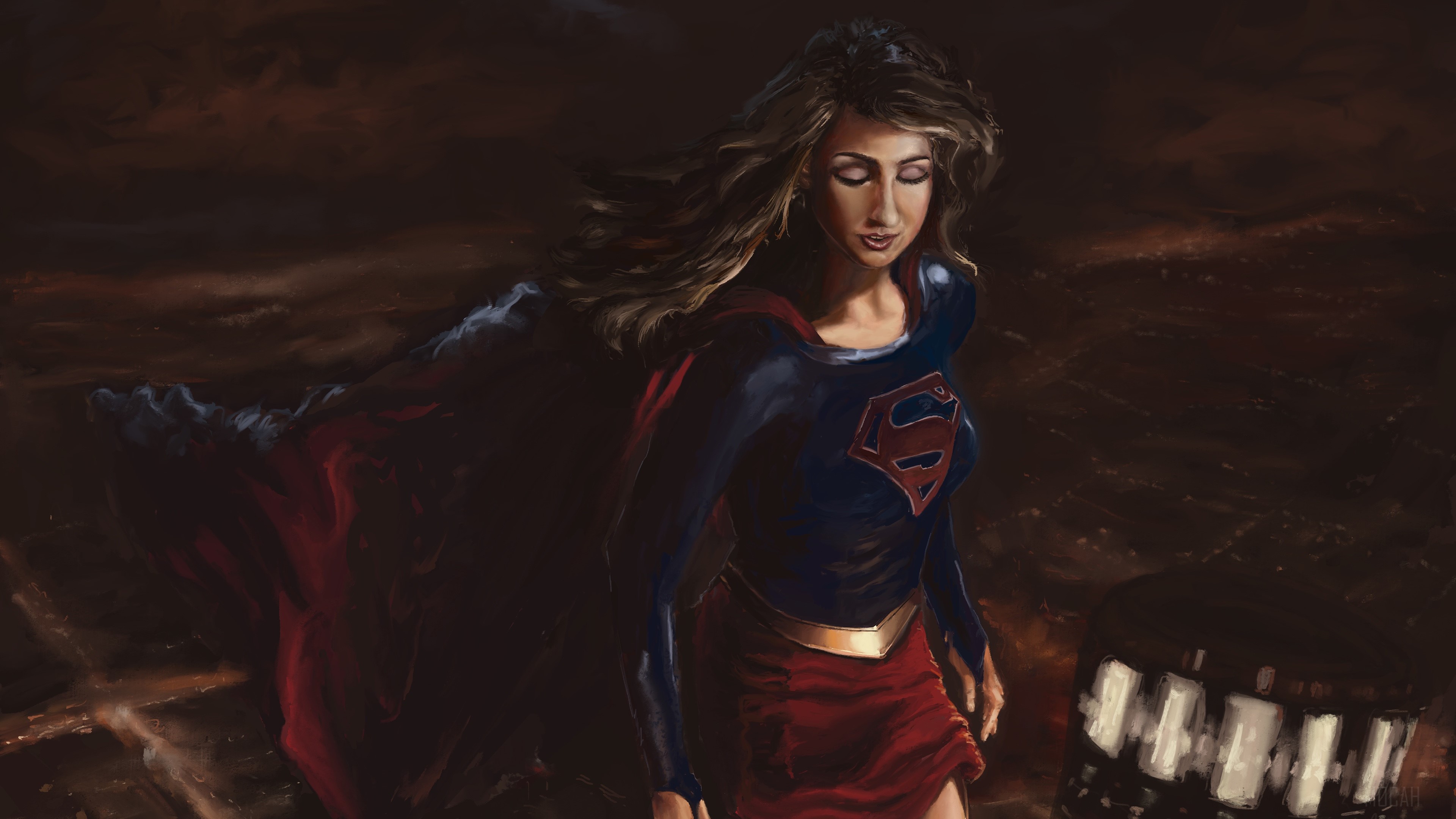 Supergirl Paint Artwork HD Wallpaper