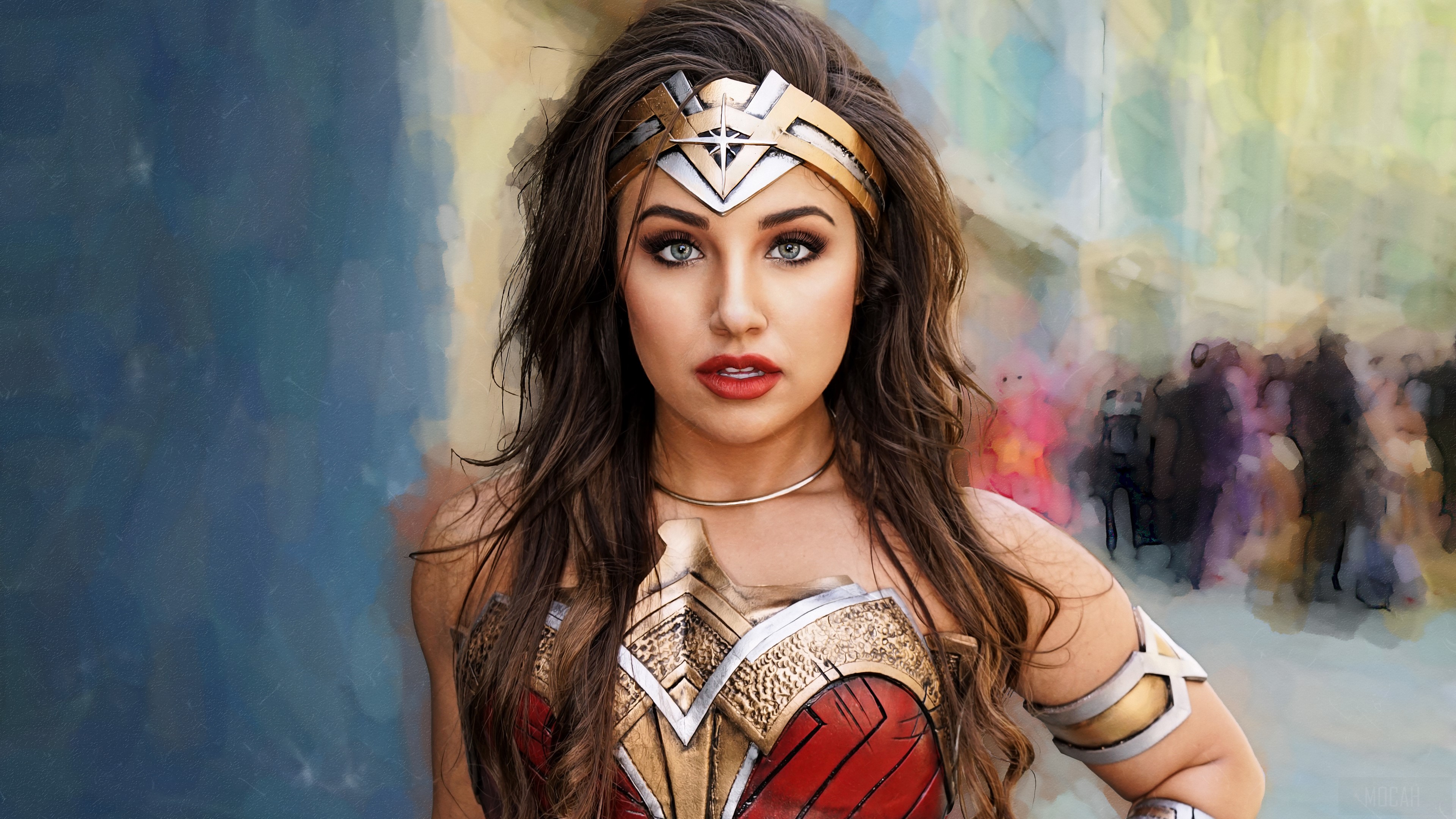 Woman dressed as Wonder Woman at Comic Con 4K HD Wallpaper