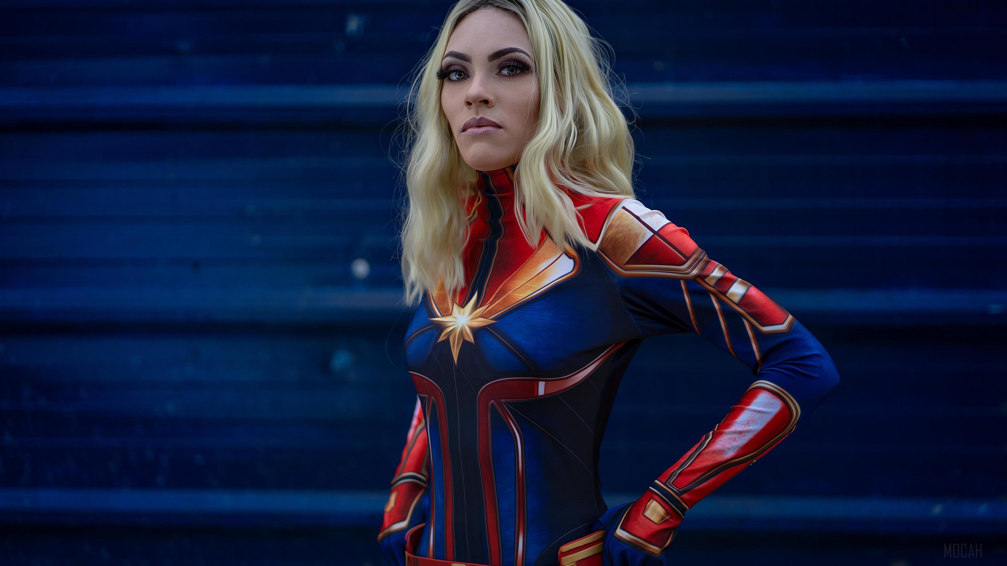 Captain Marvel Cosplayer in 4K HD Wallpaper