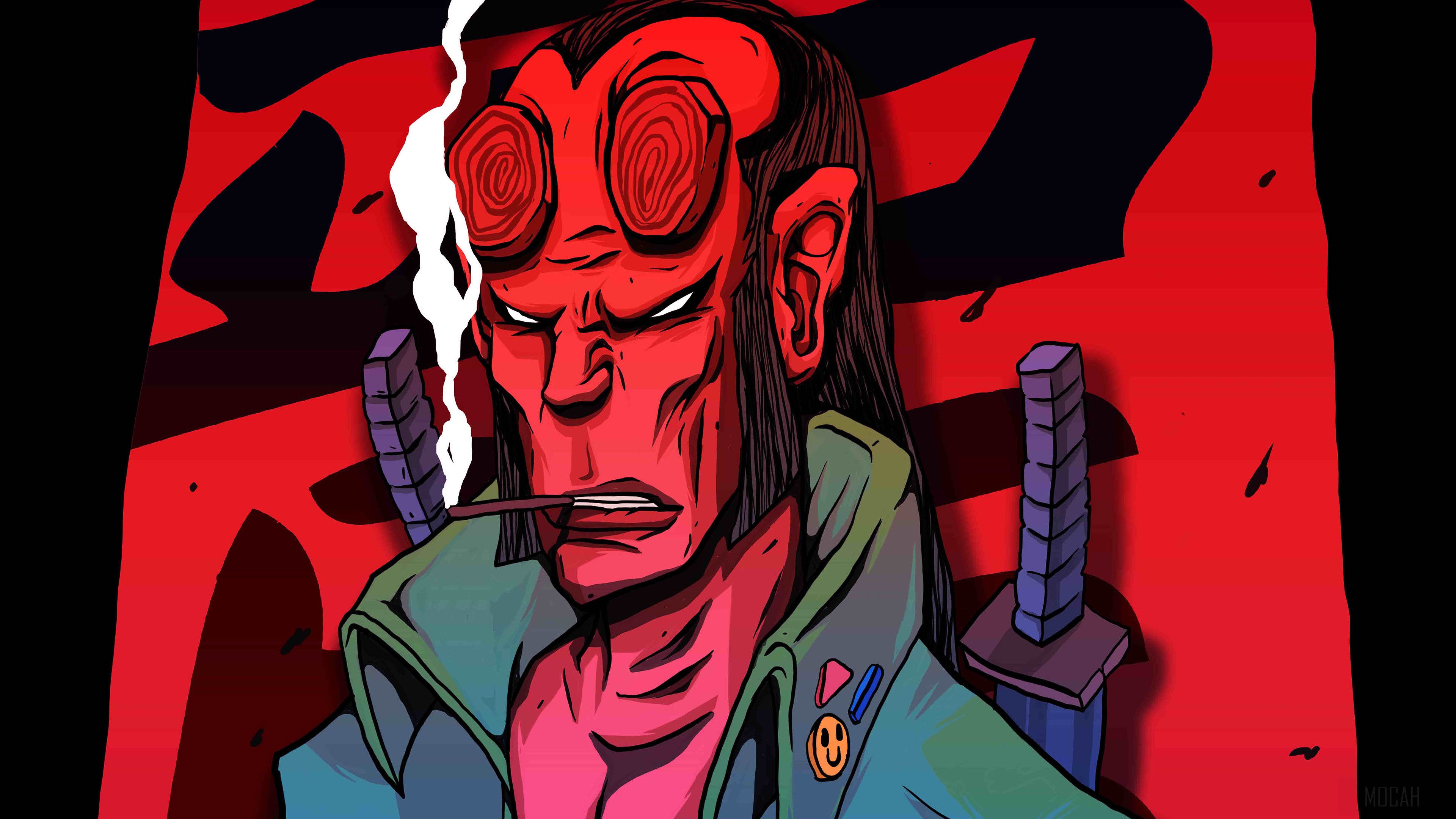 Hellboy smoking a cigarette HD Wallpaper