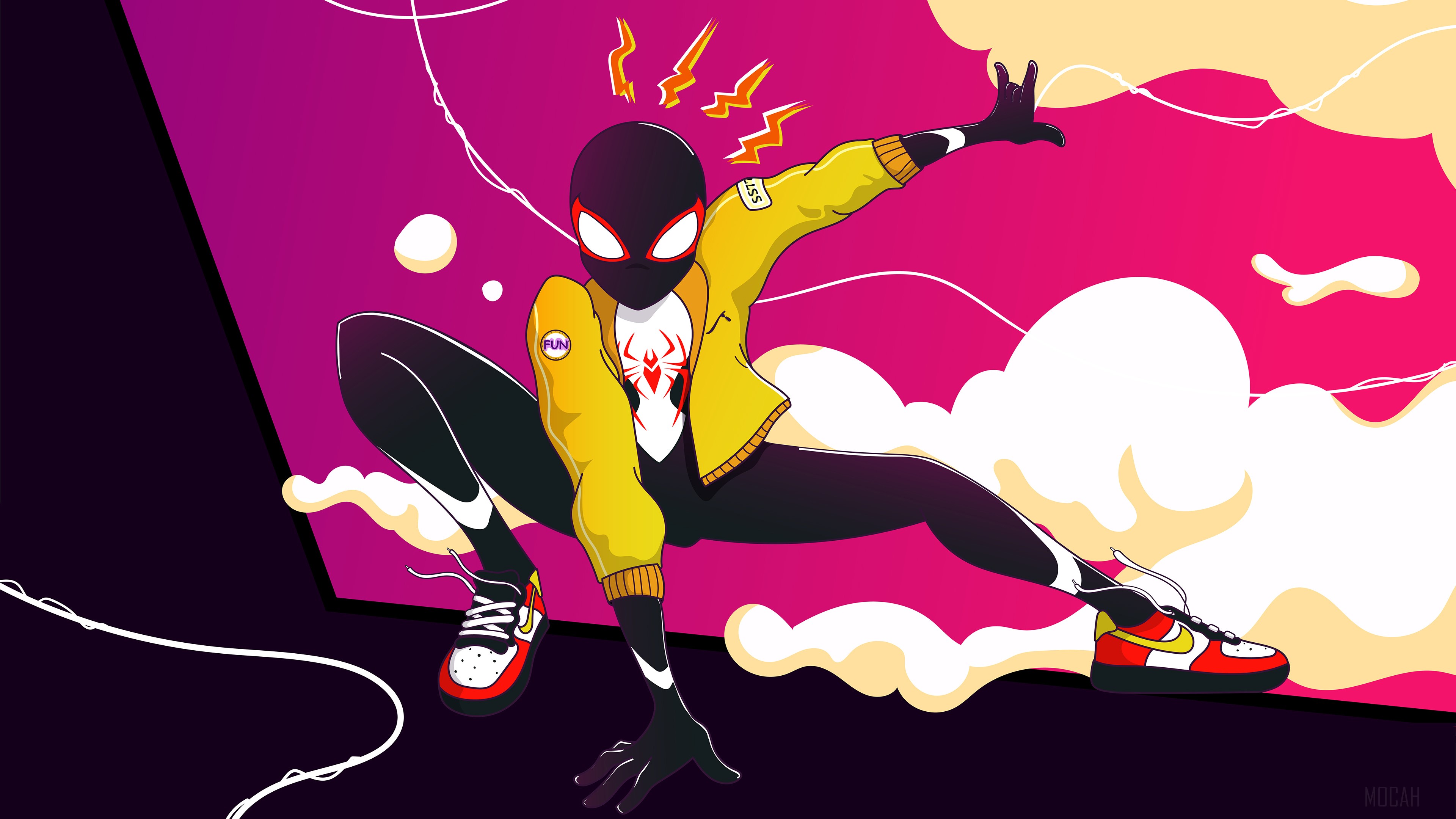 Spidersona in Yellow Jacket and Nike Sneakers 4K HD Wallpaper