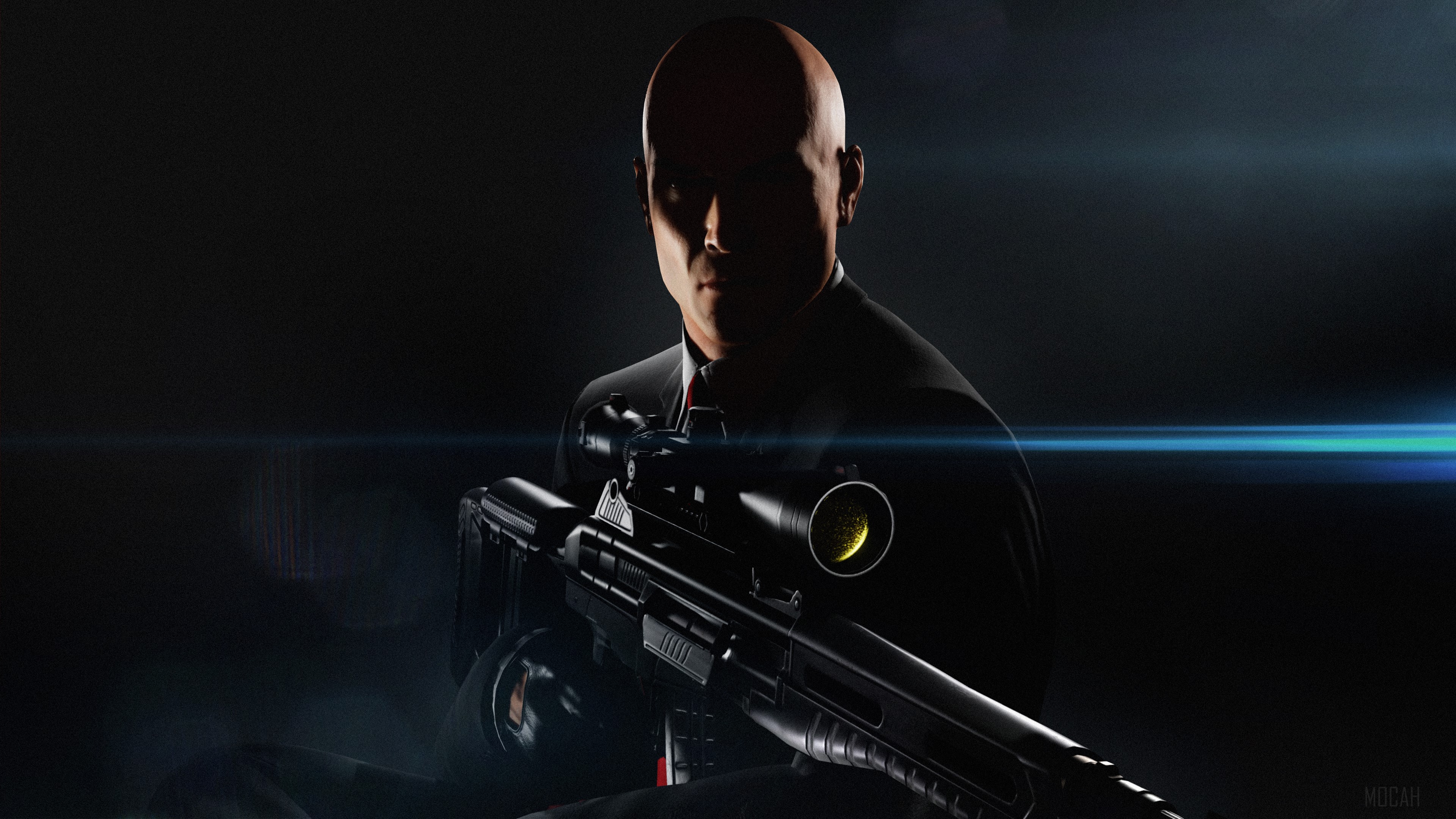 Agent 47 from Hitman holding a sniper rifle 4K HD Wallpaper