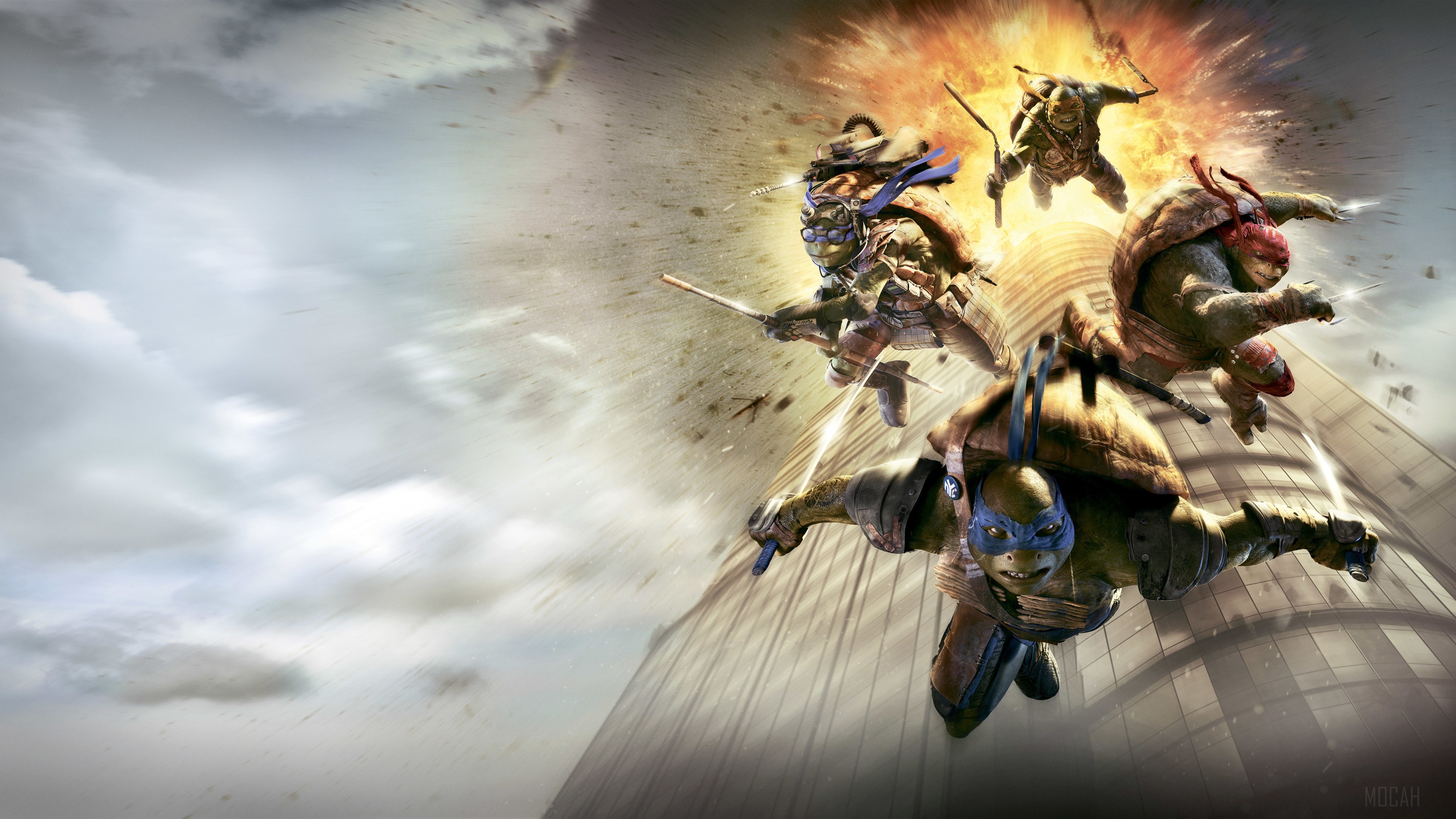Teenage Mutant Ninja Turtles in action HD Wallpaper