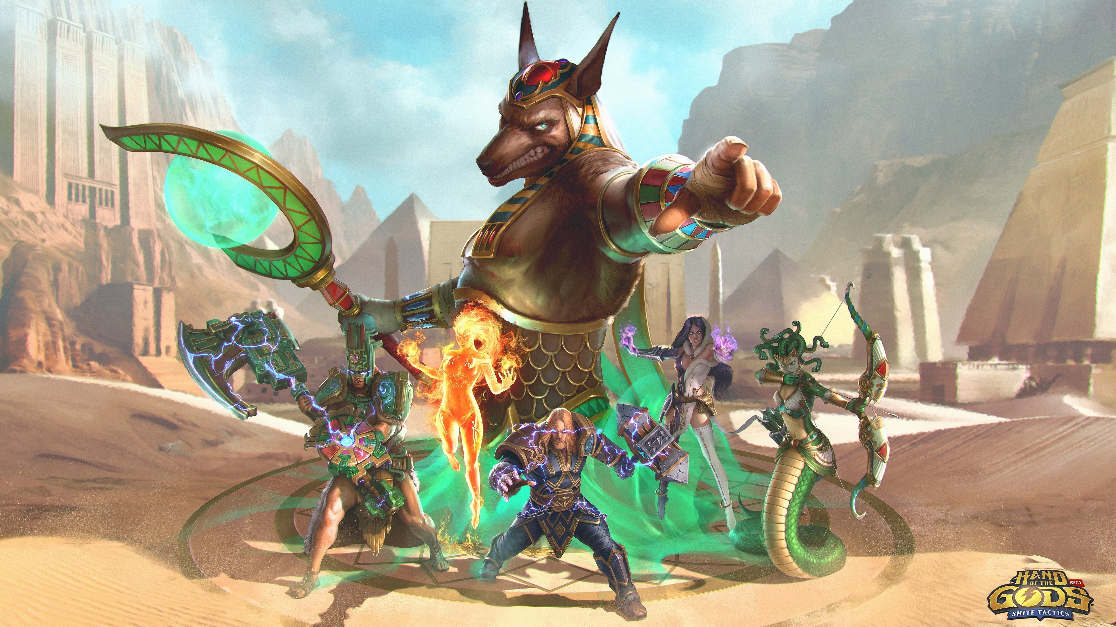 Anubis and warriors from Hand of the Gods: Smite Tactics HD Wallpaper
