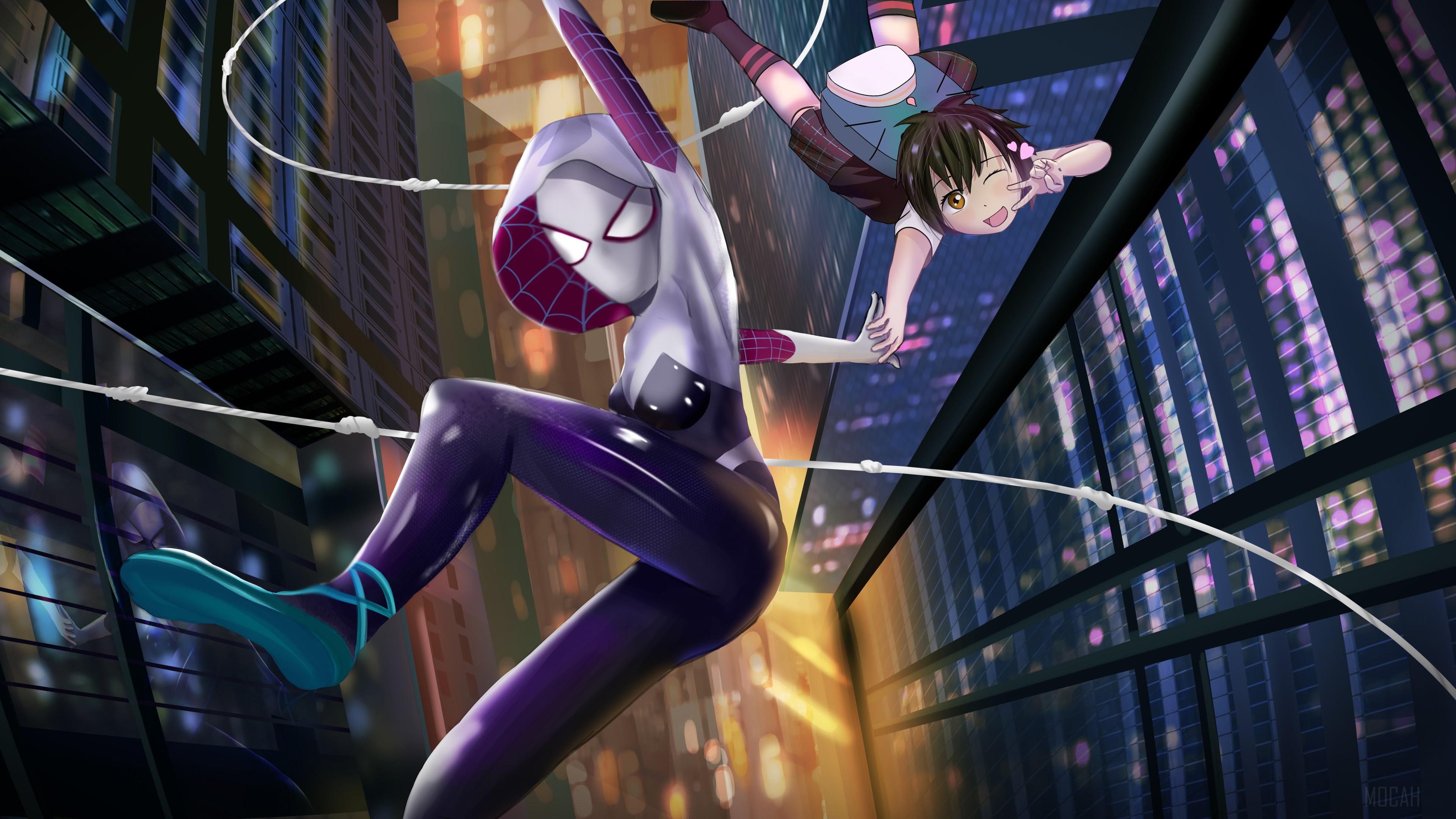 Gwen Stacy and Peni Parker from Spider-Verse 4K HD Wallpaper