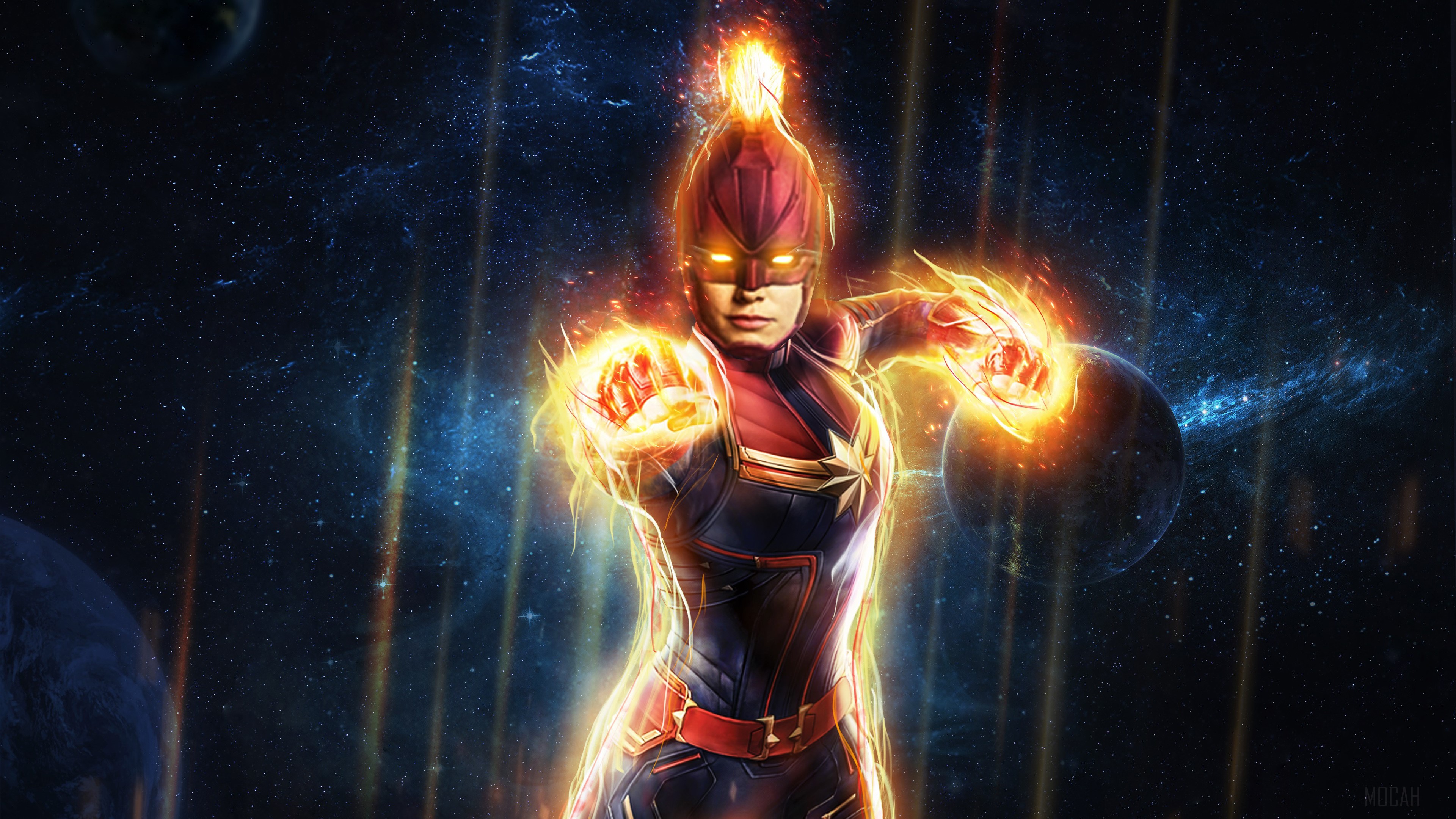 Captain Marvel in Space 4K HD Wallpaper