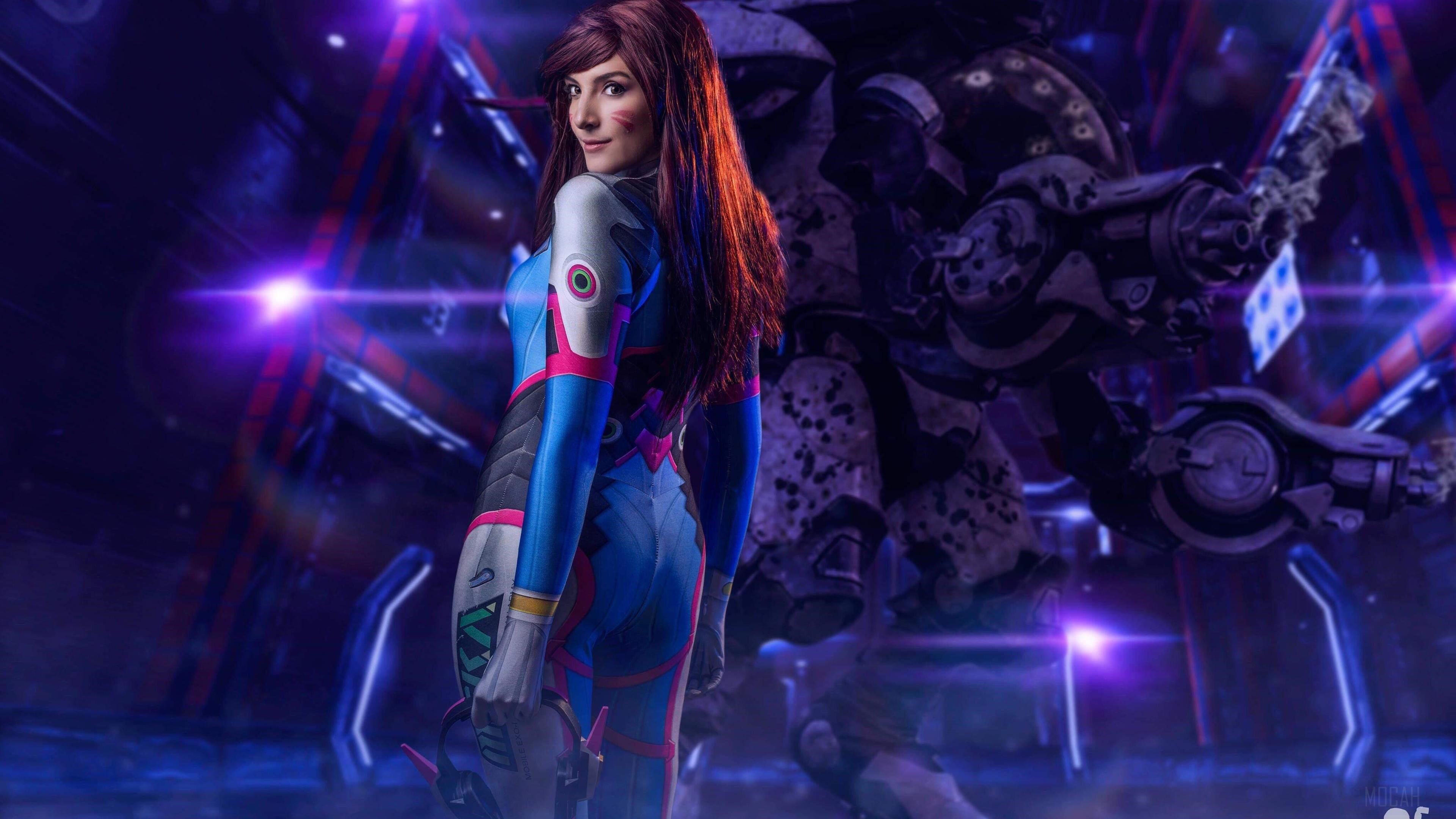 D.Va from Overwatch Cosplay 4K HD Wallpaper