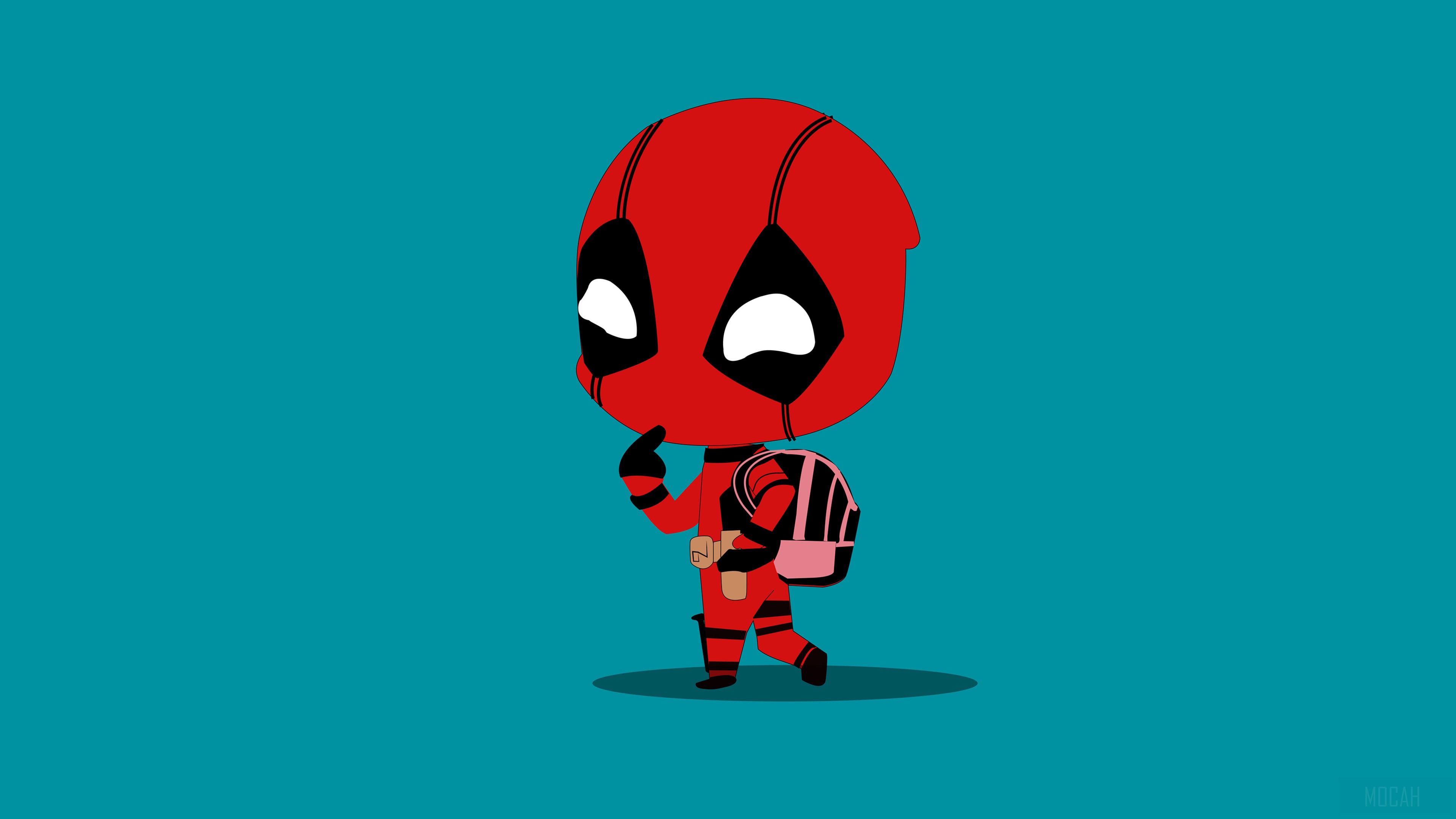 Chibi Deadpool with Backpack HD Wallpaper