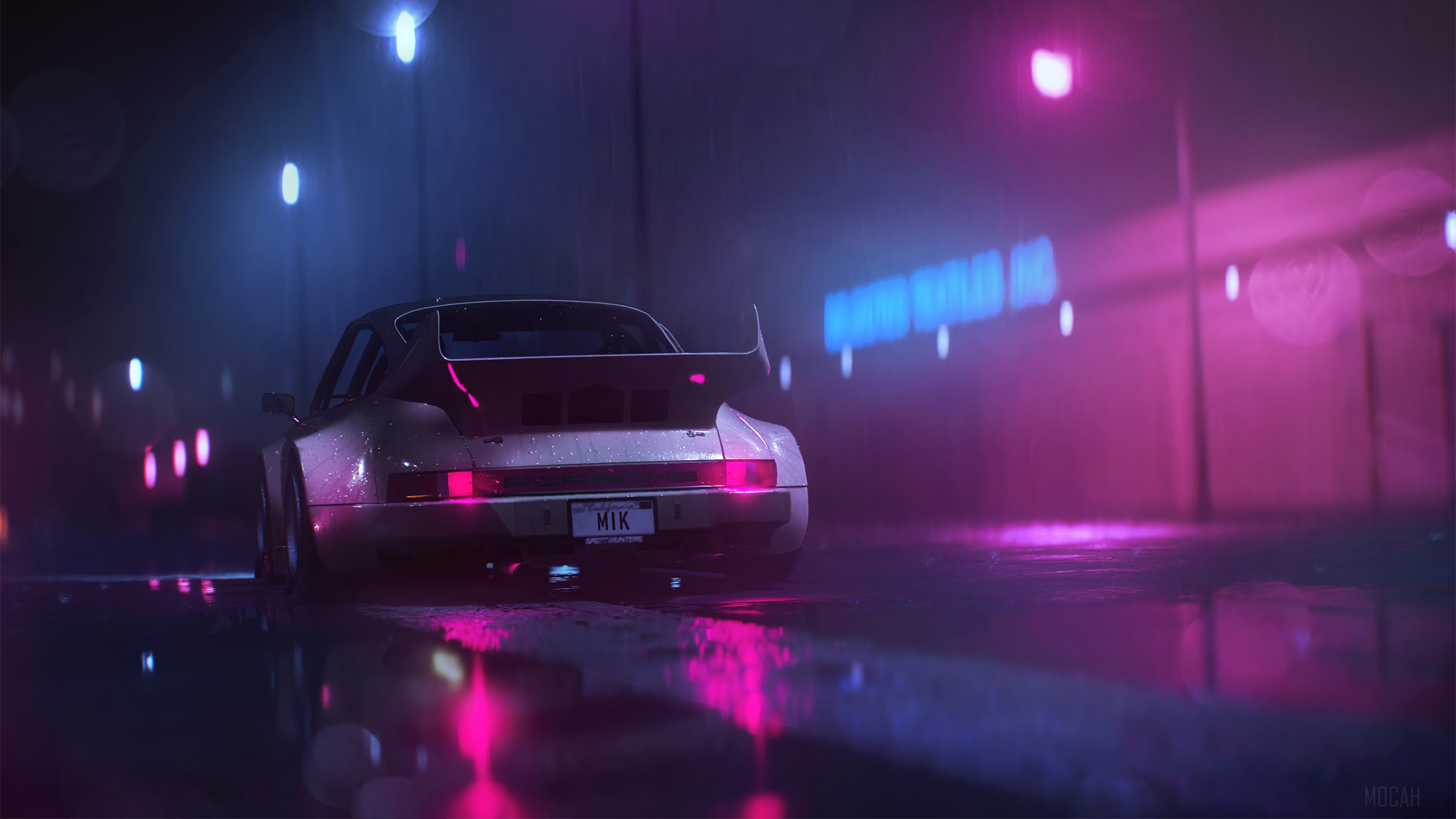 Porsche 911 Carrera RSR Neonwave HD Wallpaper