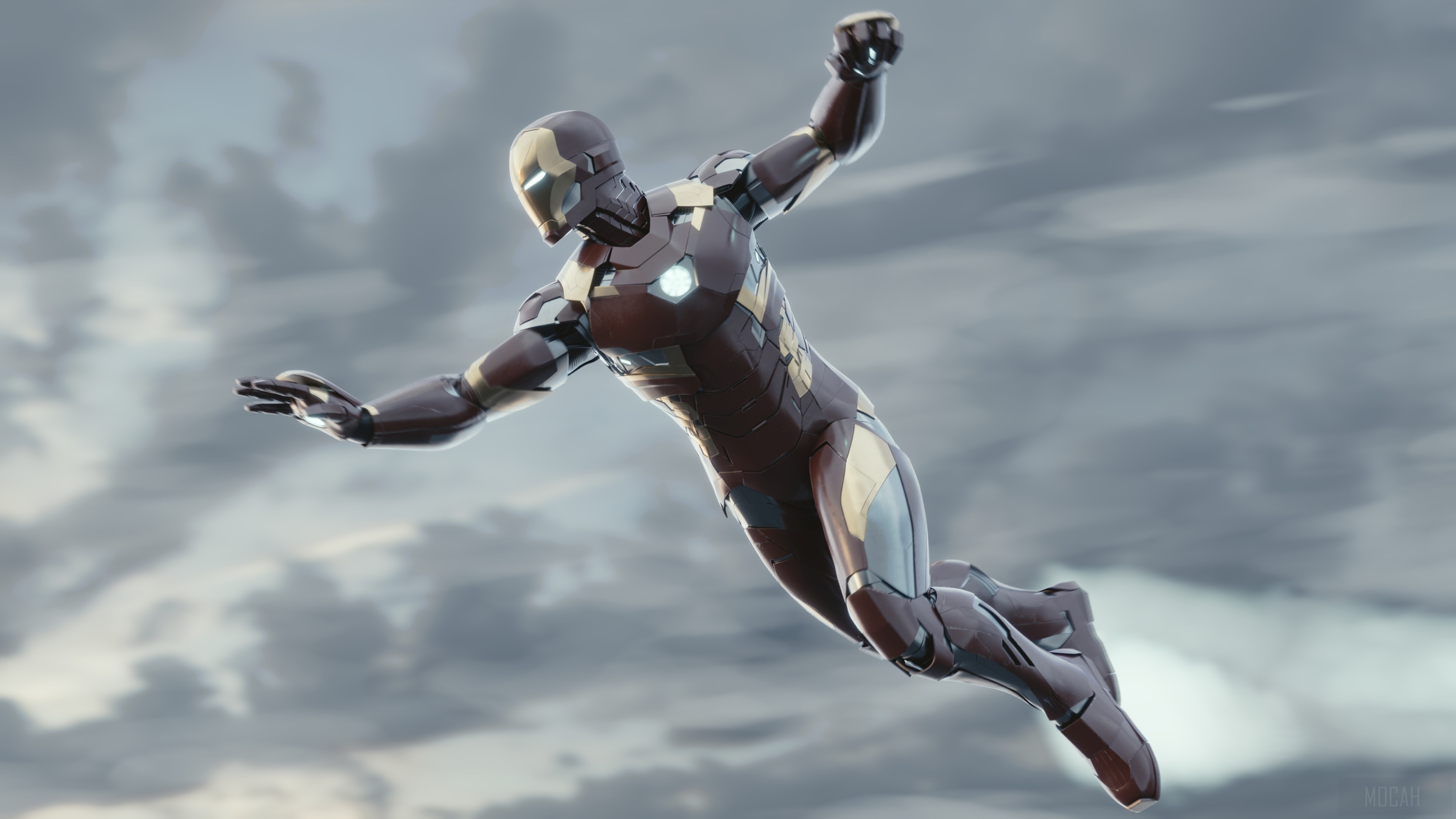 4K Iron Man Flying Through Clouds HD Wallpaper