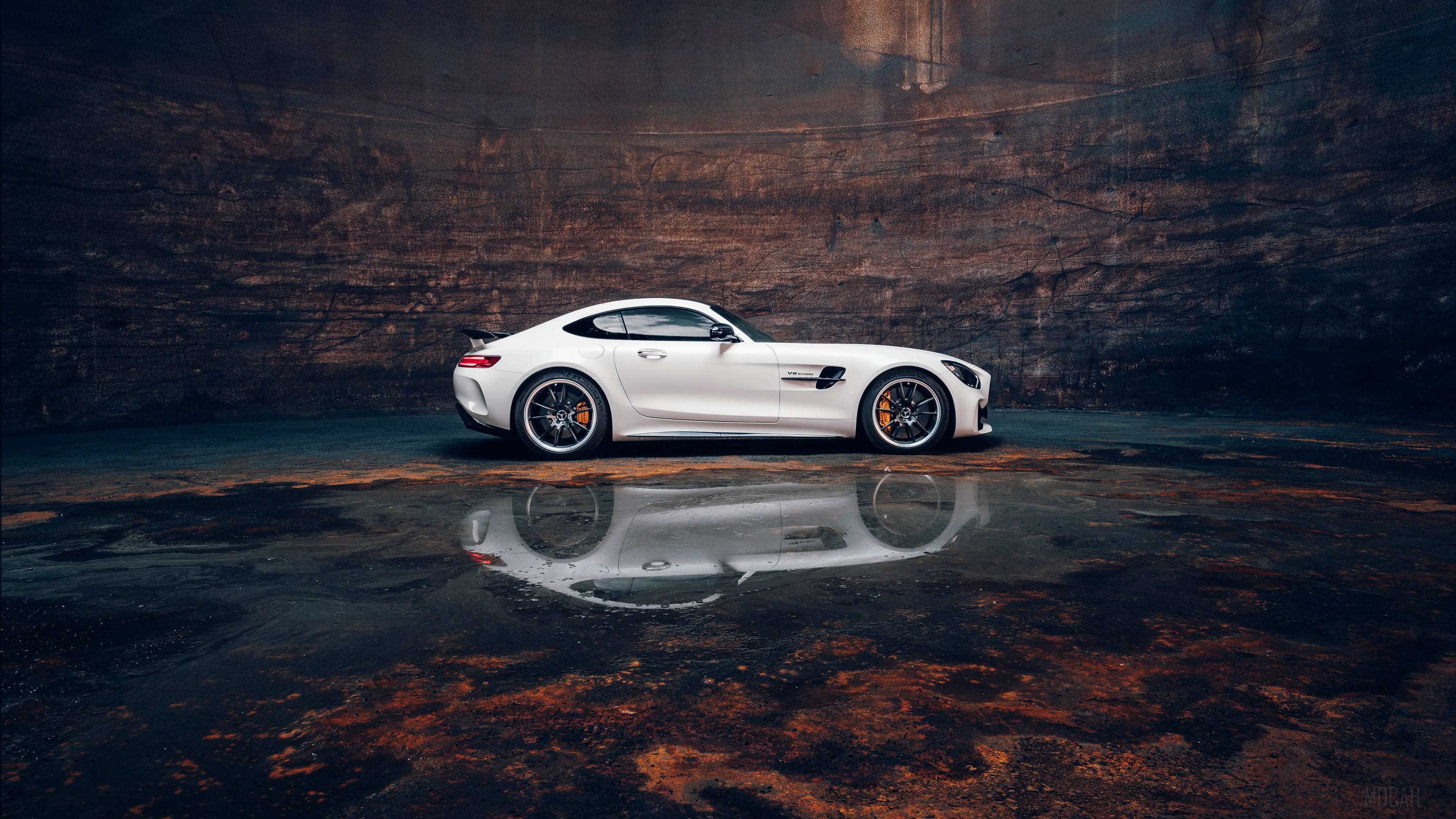 White Mercedes AMG GTR Coupe 4K HD Wallpaper