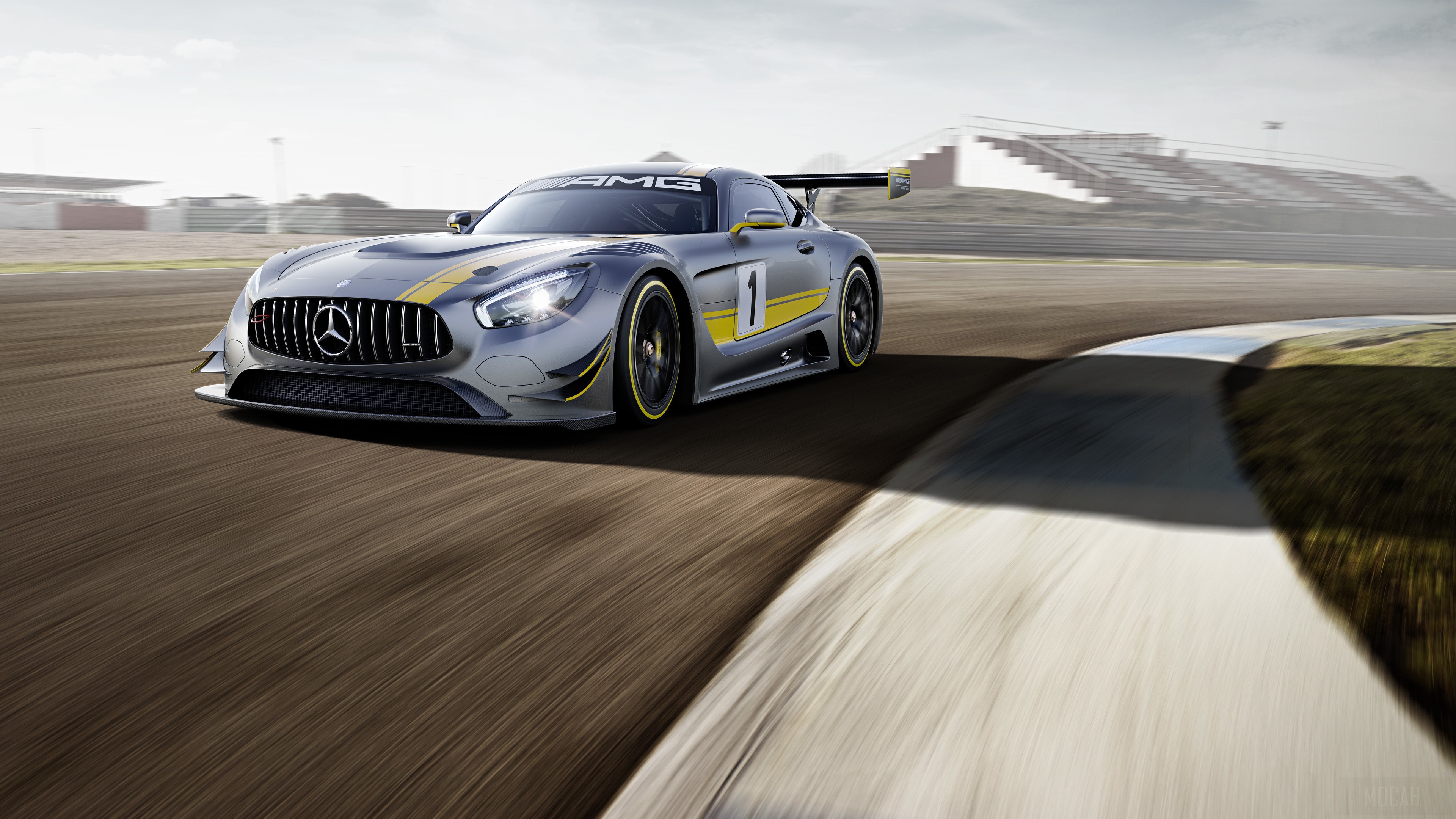 Mercedes AMG GT3 race car on track 4K HD Wallpaper
