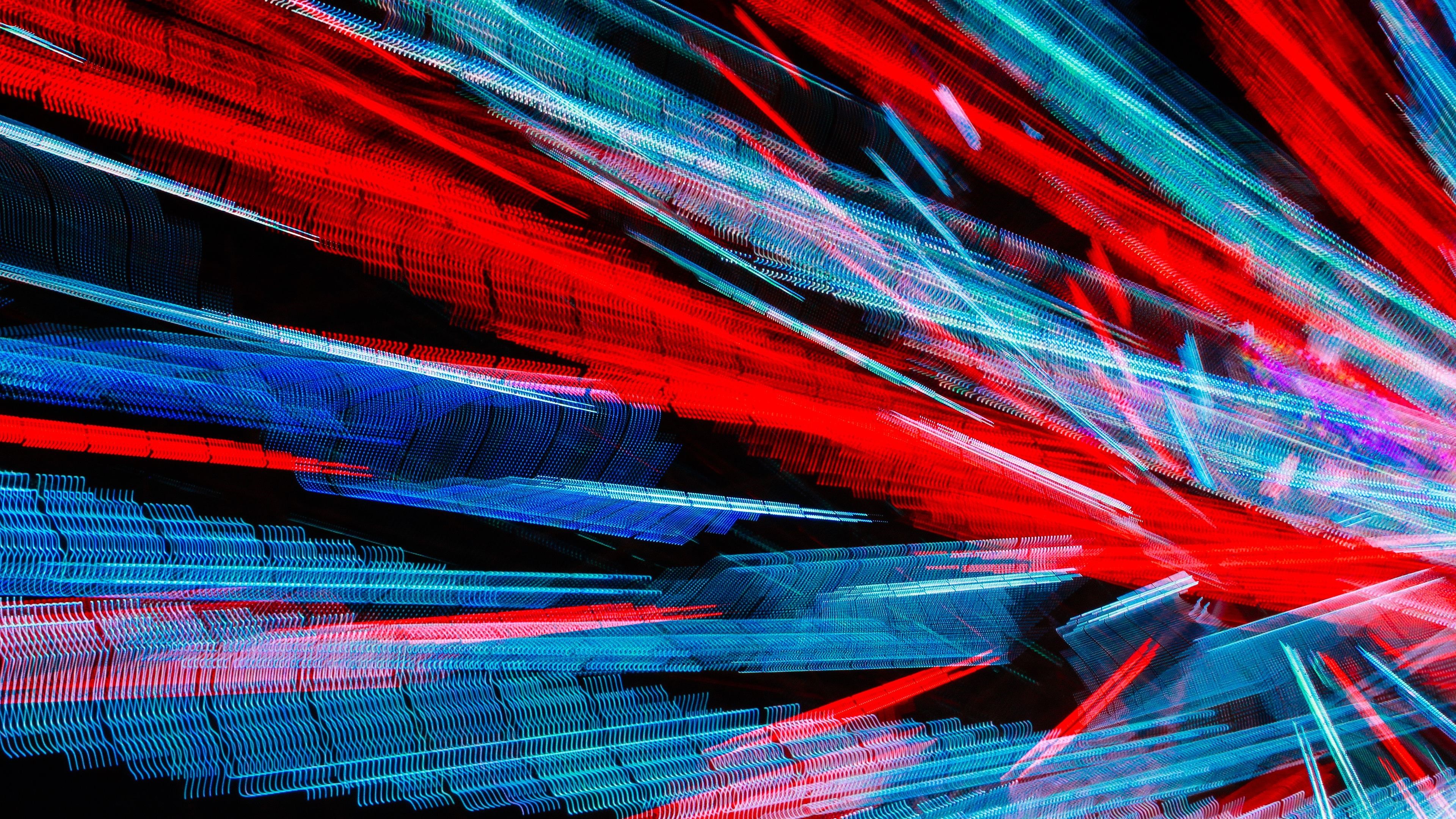 Abstract Red and Blue Light Streaks 4K HD Wallpaper