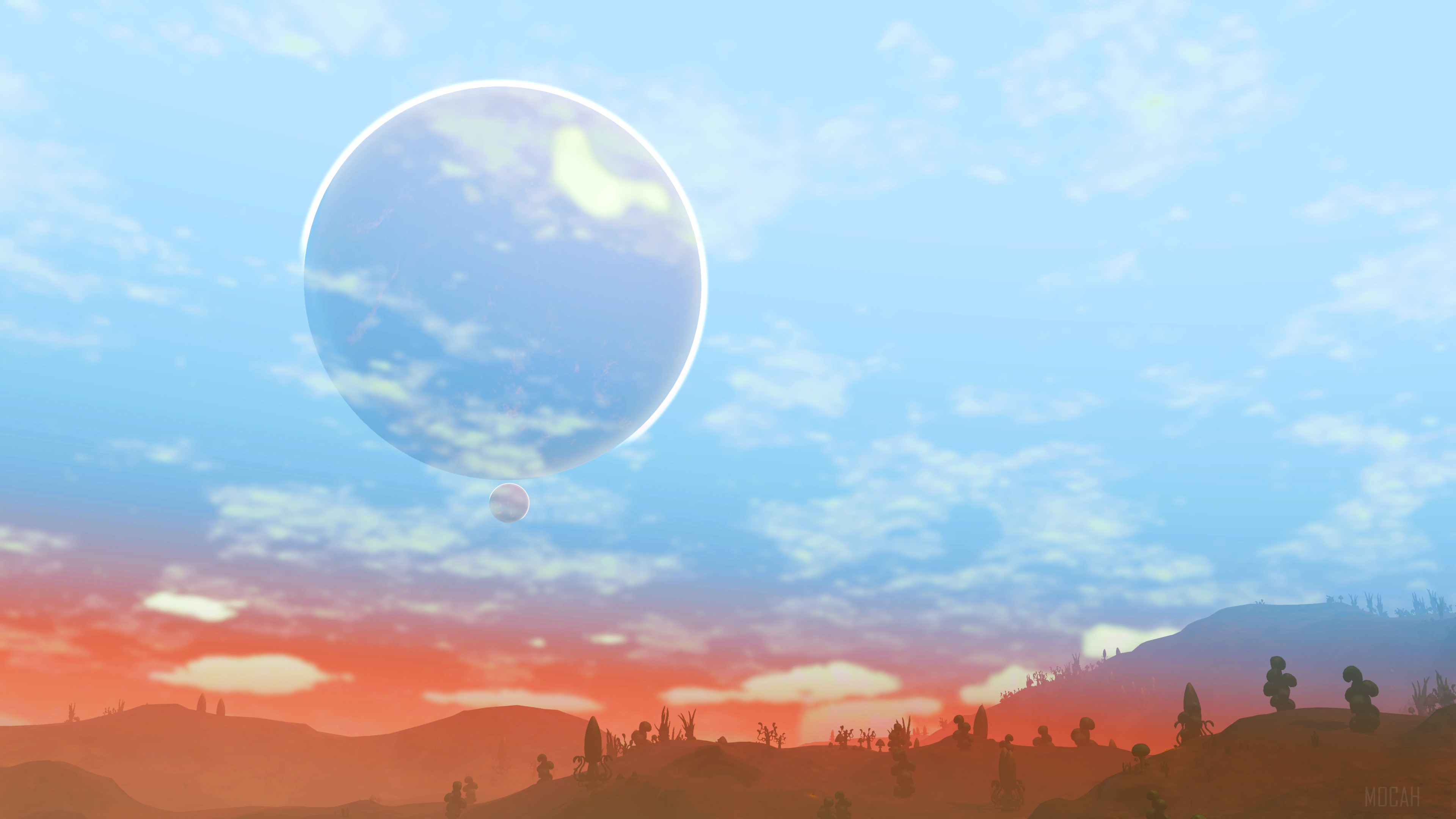 No Man's Sky Big and Small Moon 4K HD Wallpaper