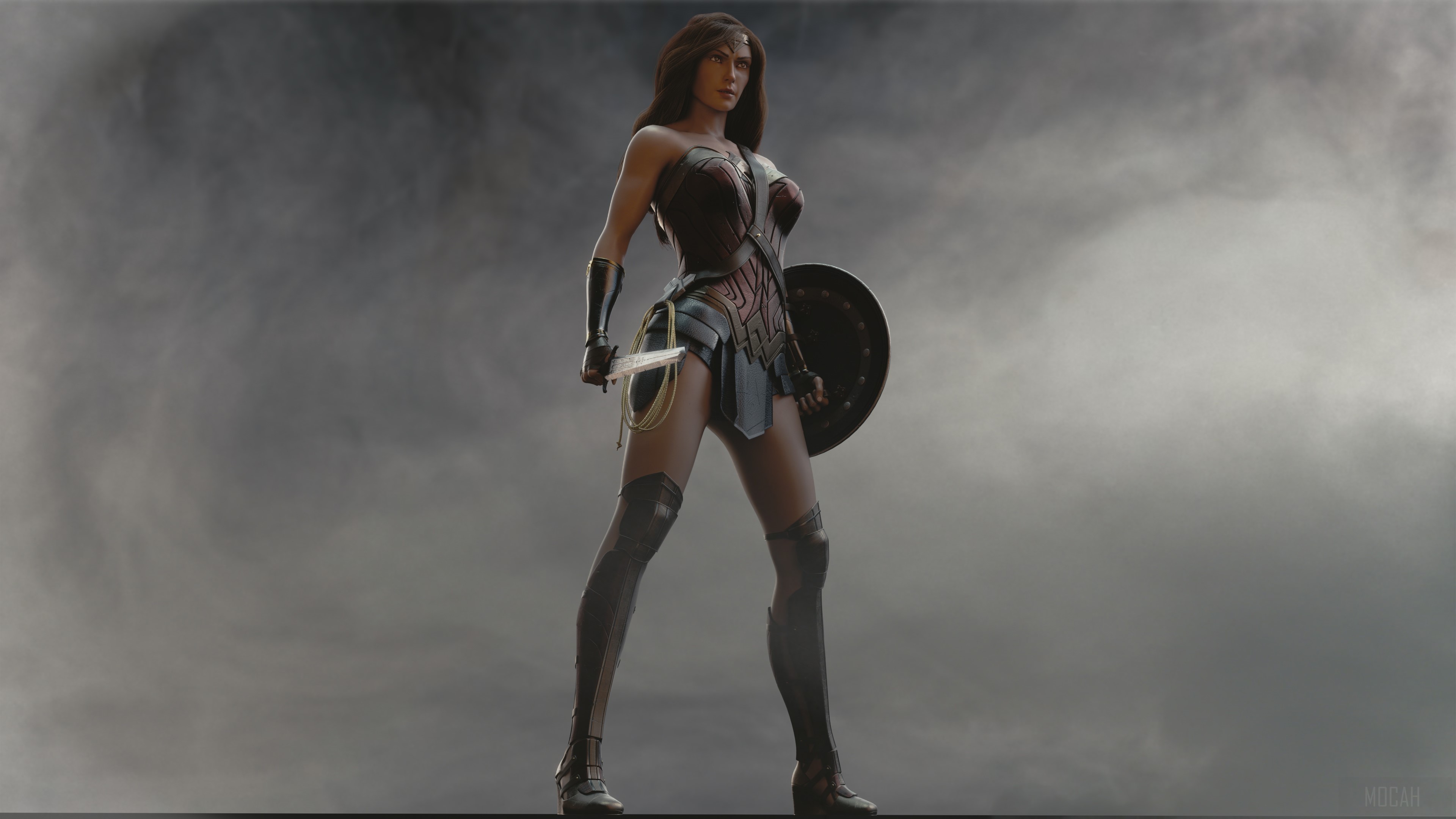 4K Wonder Woman with Sword and Shield HD Wallpaper