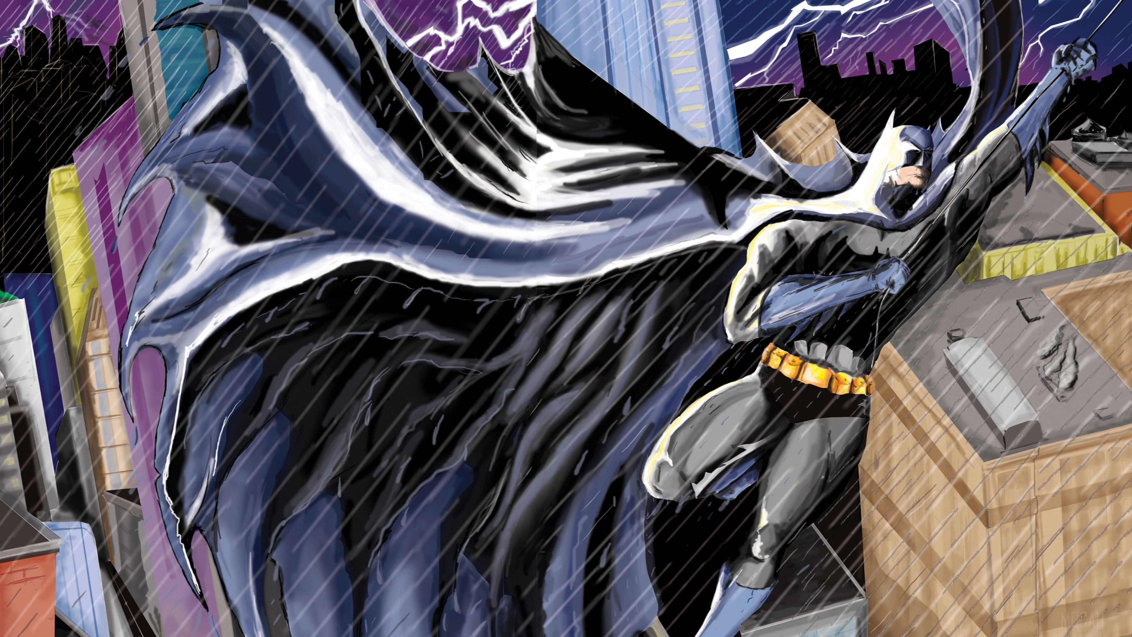 Batman in the Rain 4K HD Wallpaper