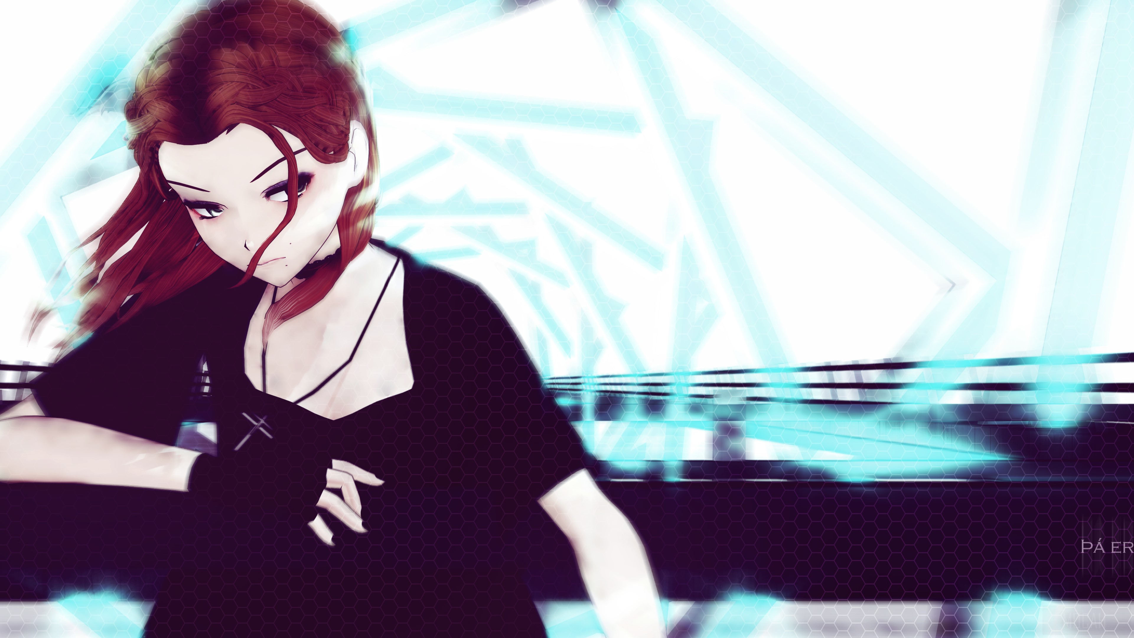 Redhead anime girl with necklace 4K HD Wallpaper
